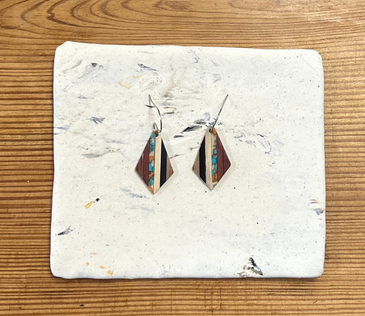 Multicolor acrylic and wood earrings