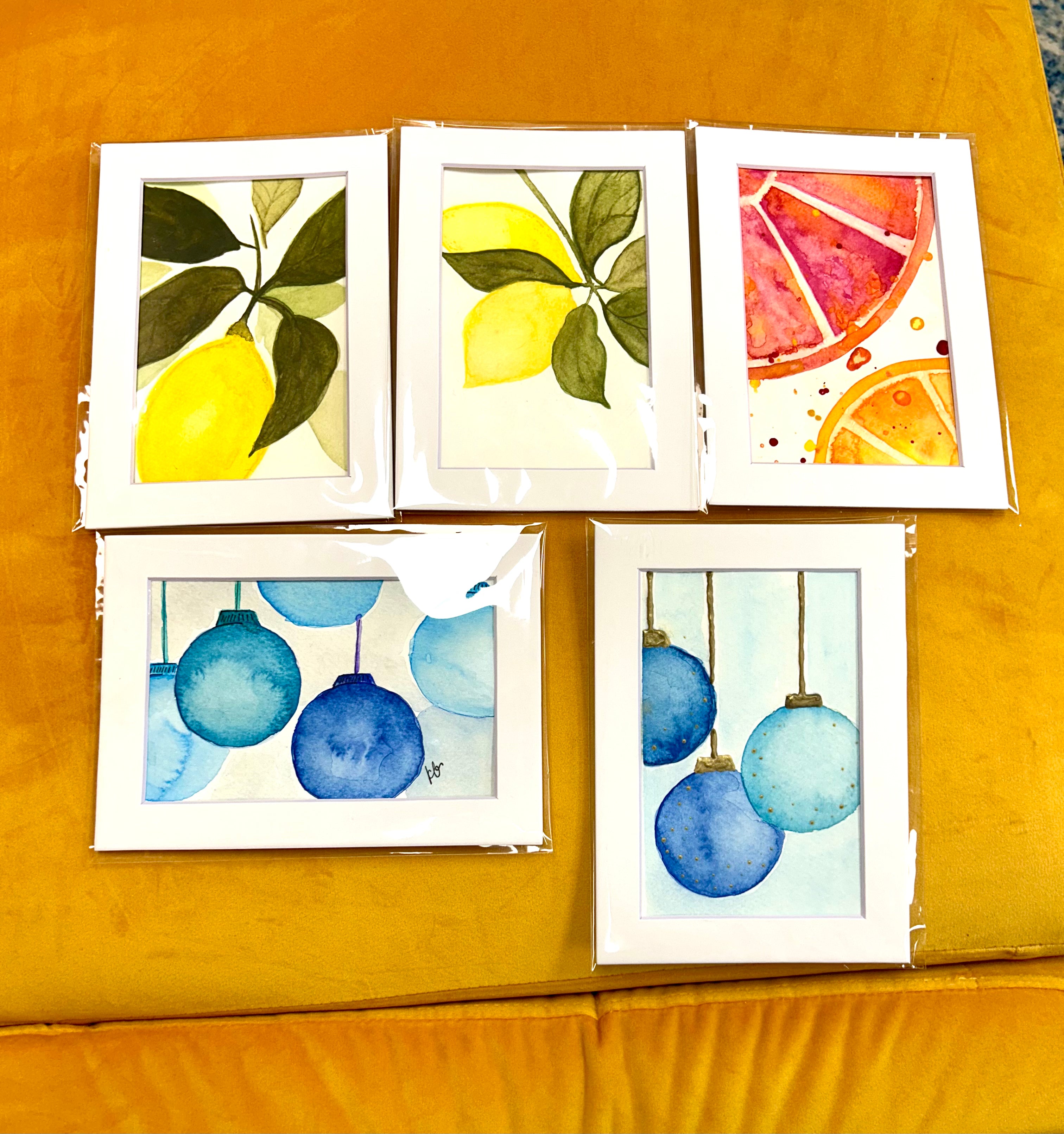 Hand painted watercolor 4x6 with mat