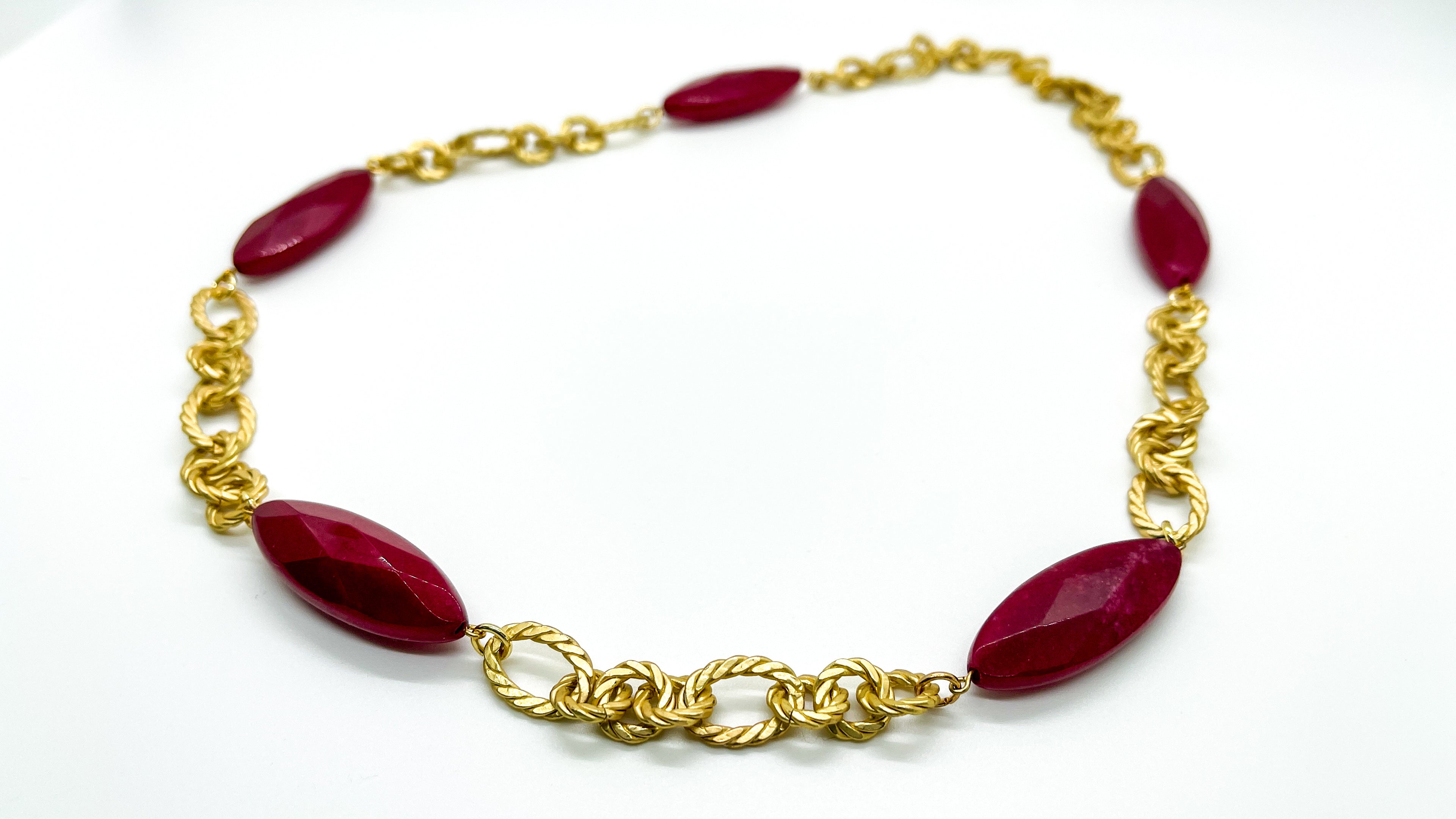Red Stone & Gold Necklace| Juniper Skies