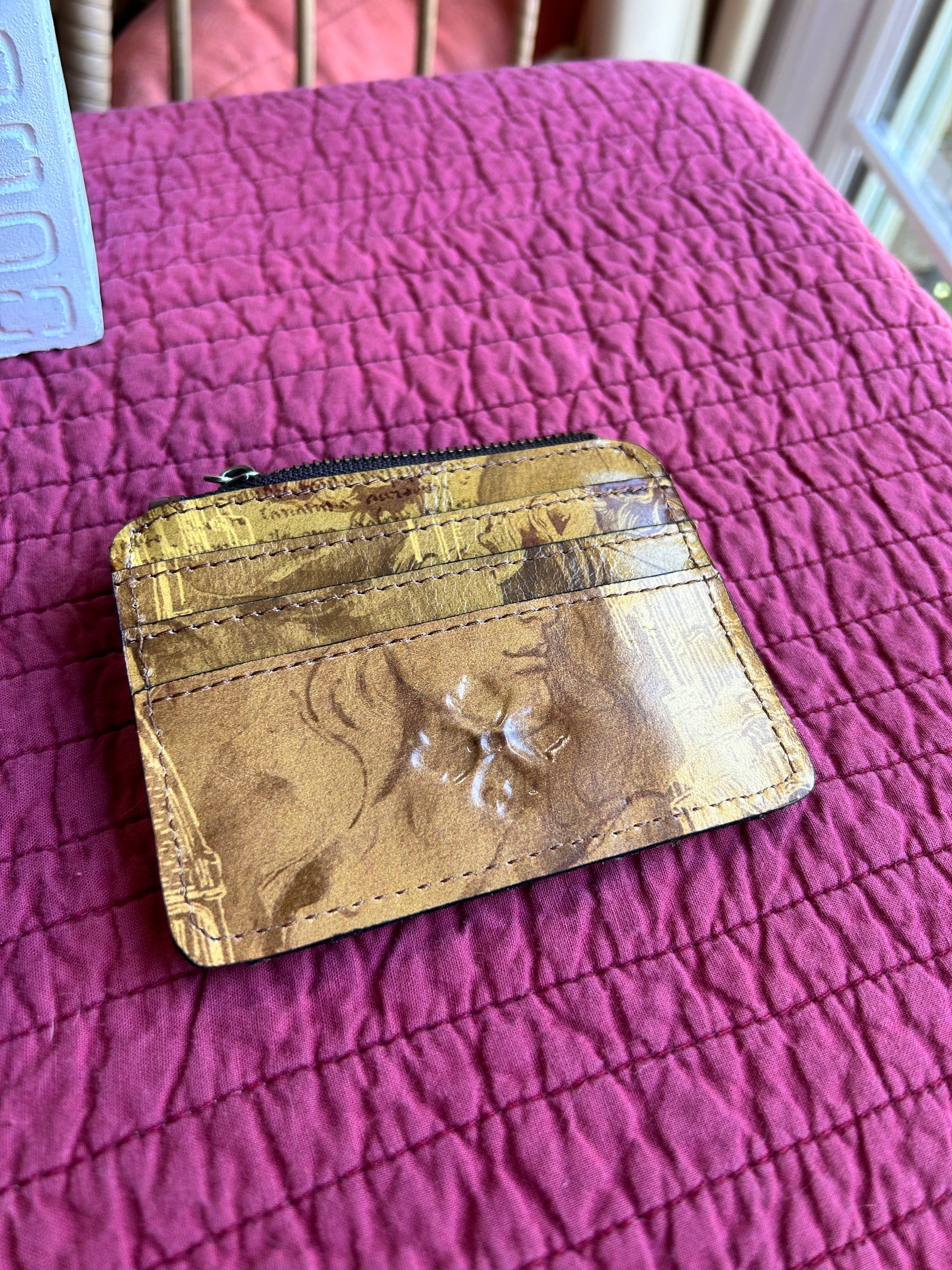 Patricia Nash Leather Folding Cardholder Wallet w/ Zip Coin Pocket – (pre-owned)