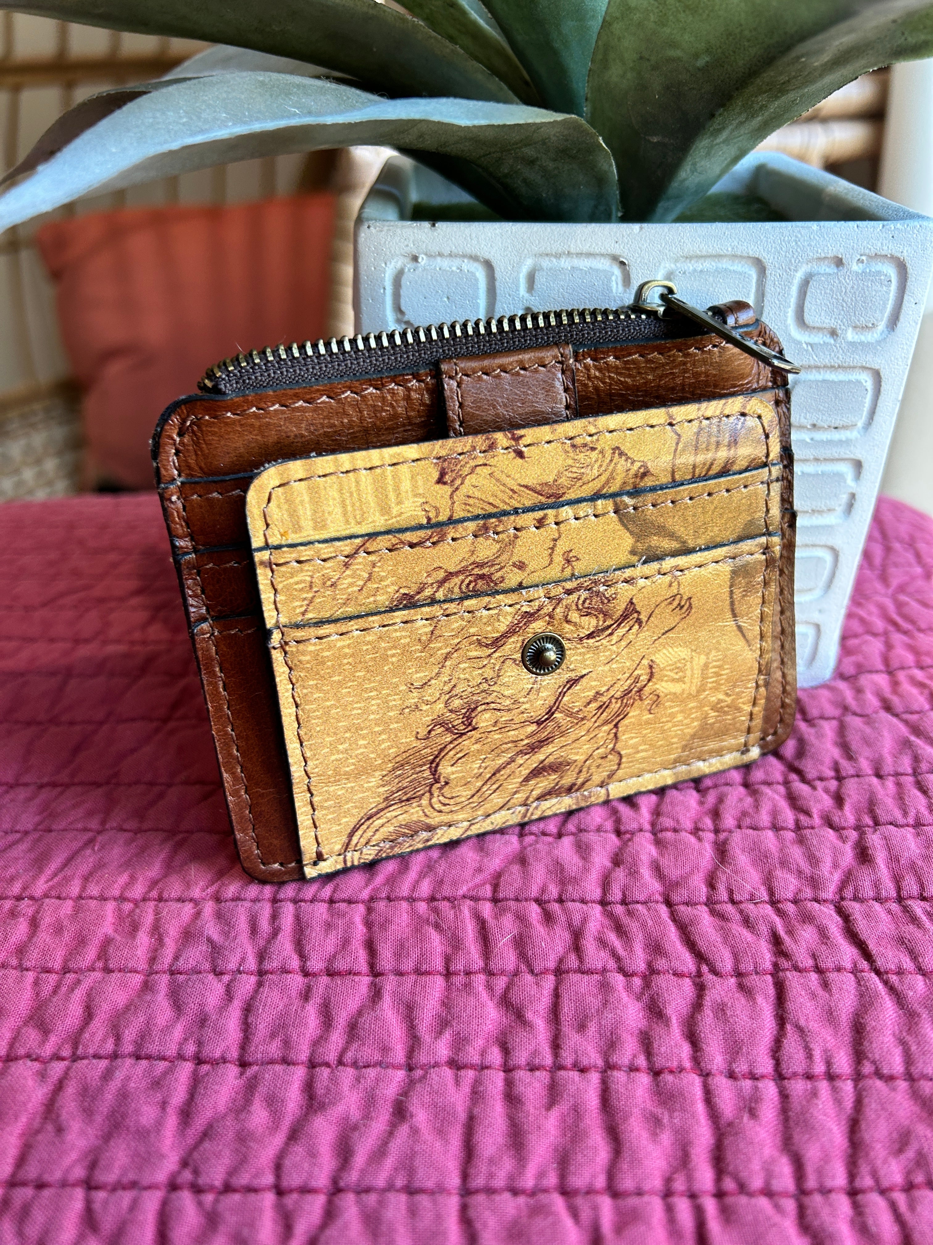 Patricia Nash Leather Folding Cardholder Wallet w/ Zip Coin Pocket – (pre-owned)