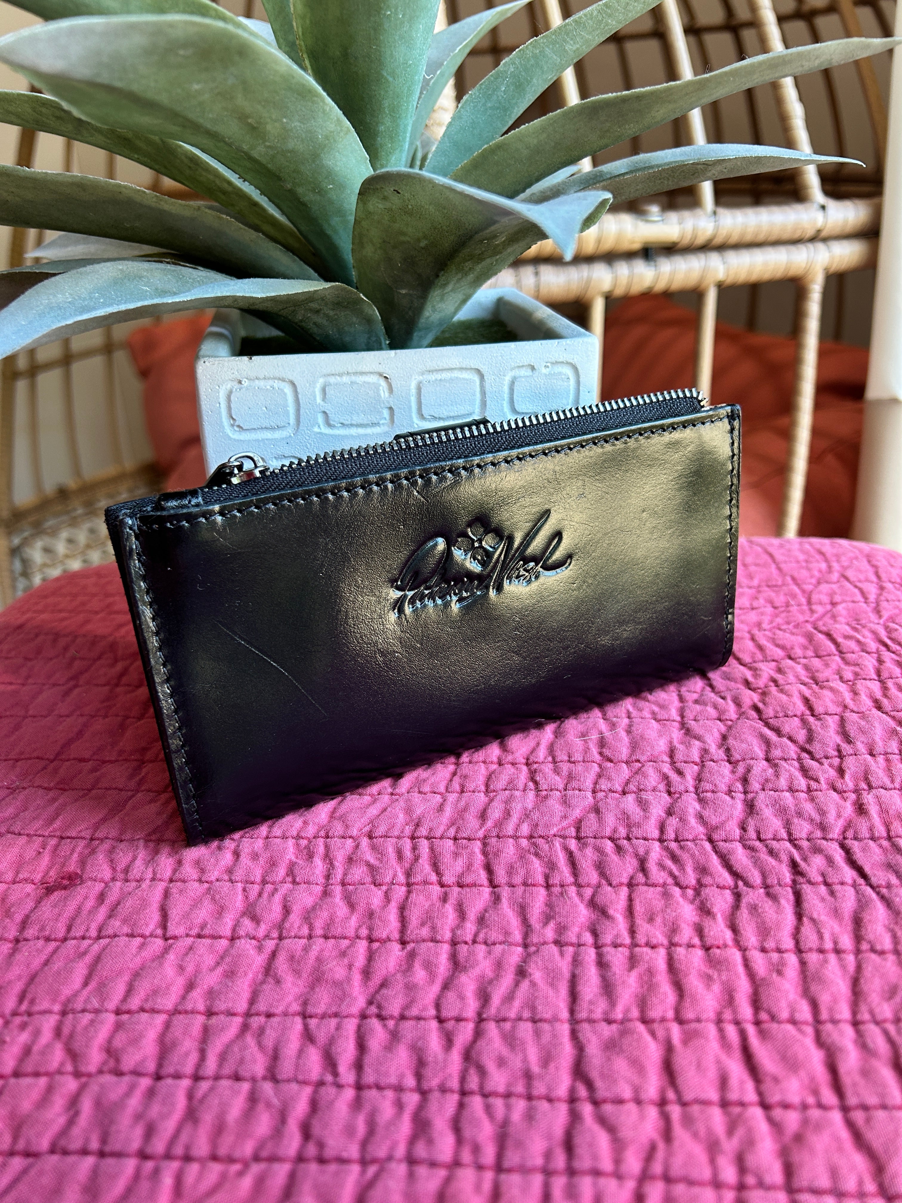 Patricia Nash Black leather bifold wallet (pre-owned)