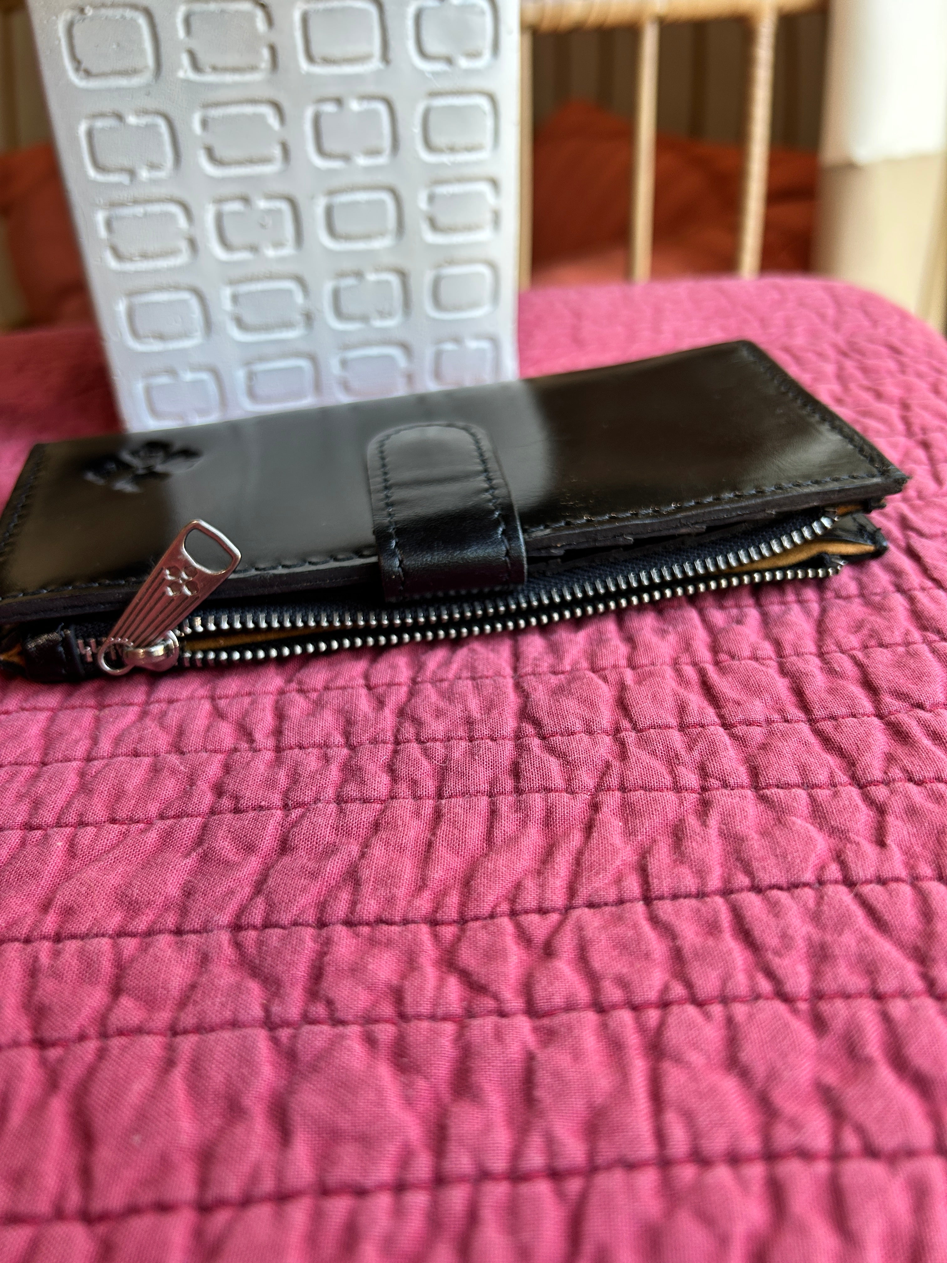 Patricia Nash Black leather bifold wallet (pre-owned)