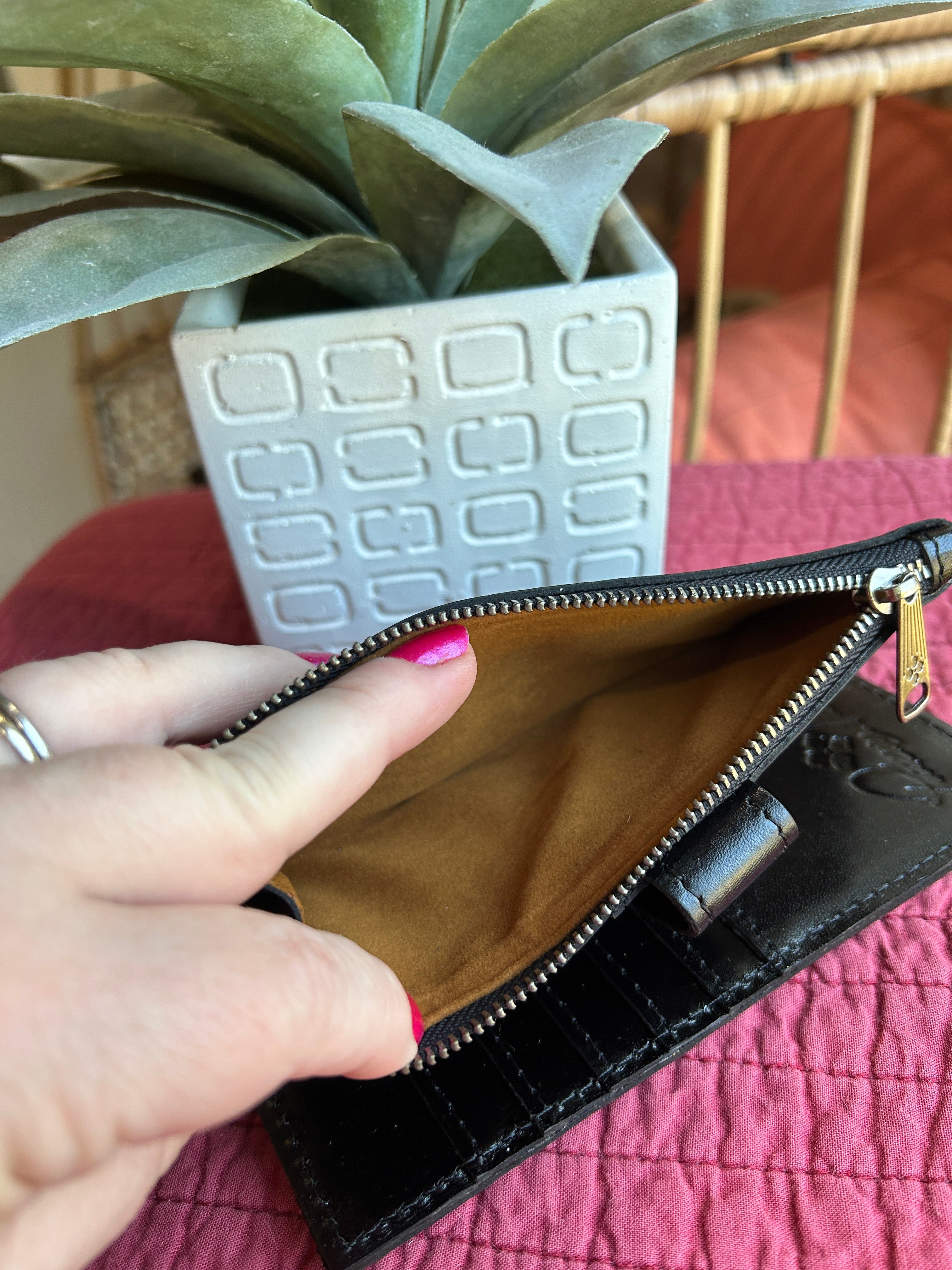 Patricia Nash Black leather bifold wallet (pre-owned)