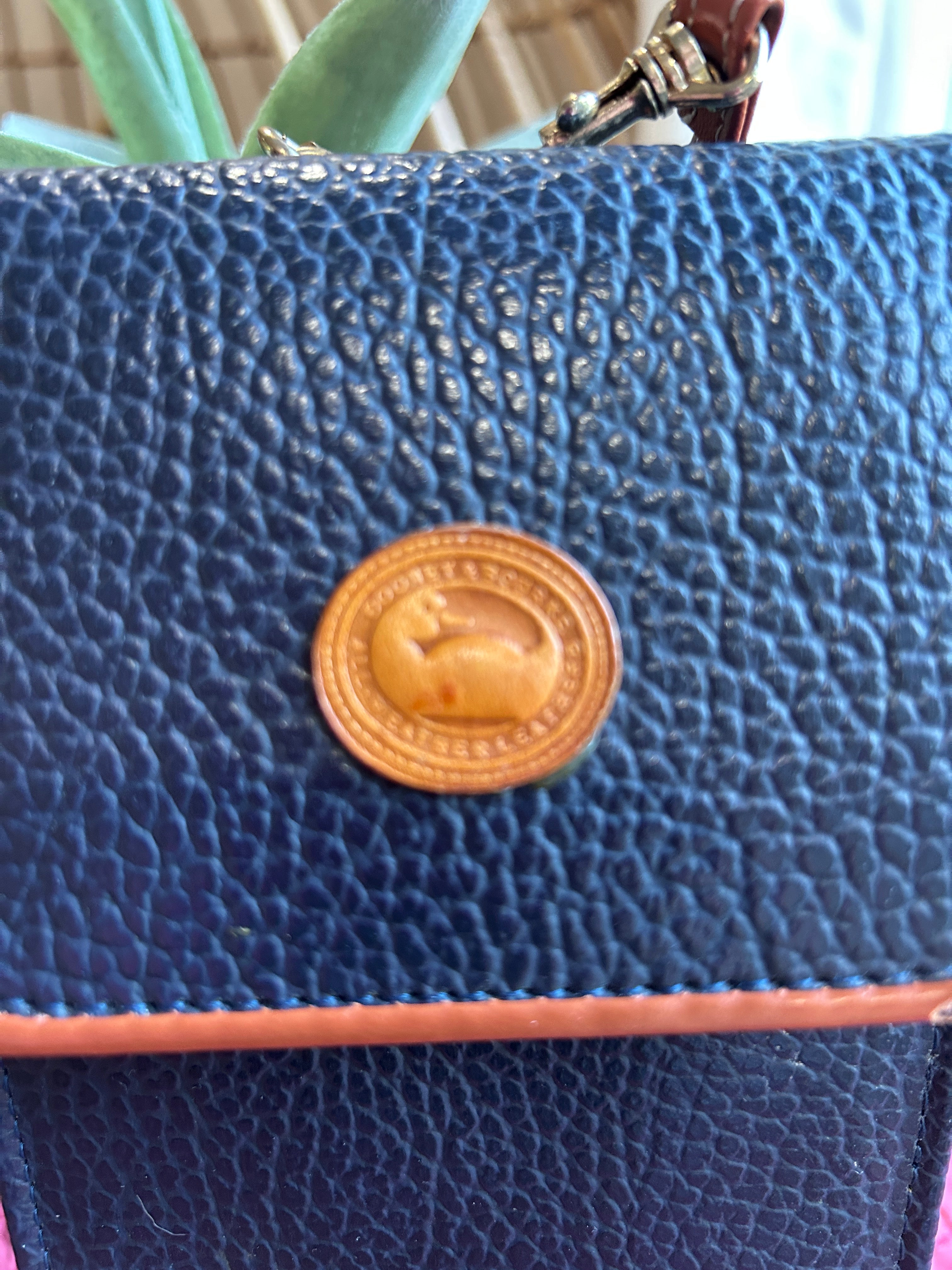 Dooney & Bourke Pebbled Leather Crossbody | Navy + Tan Trim (pre-owned)
