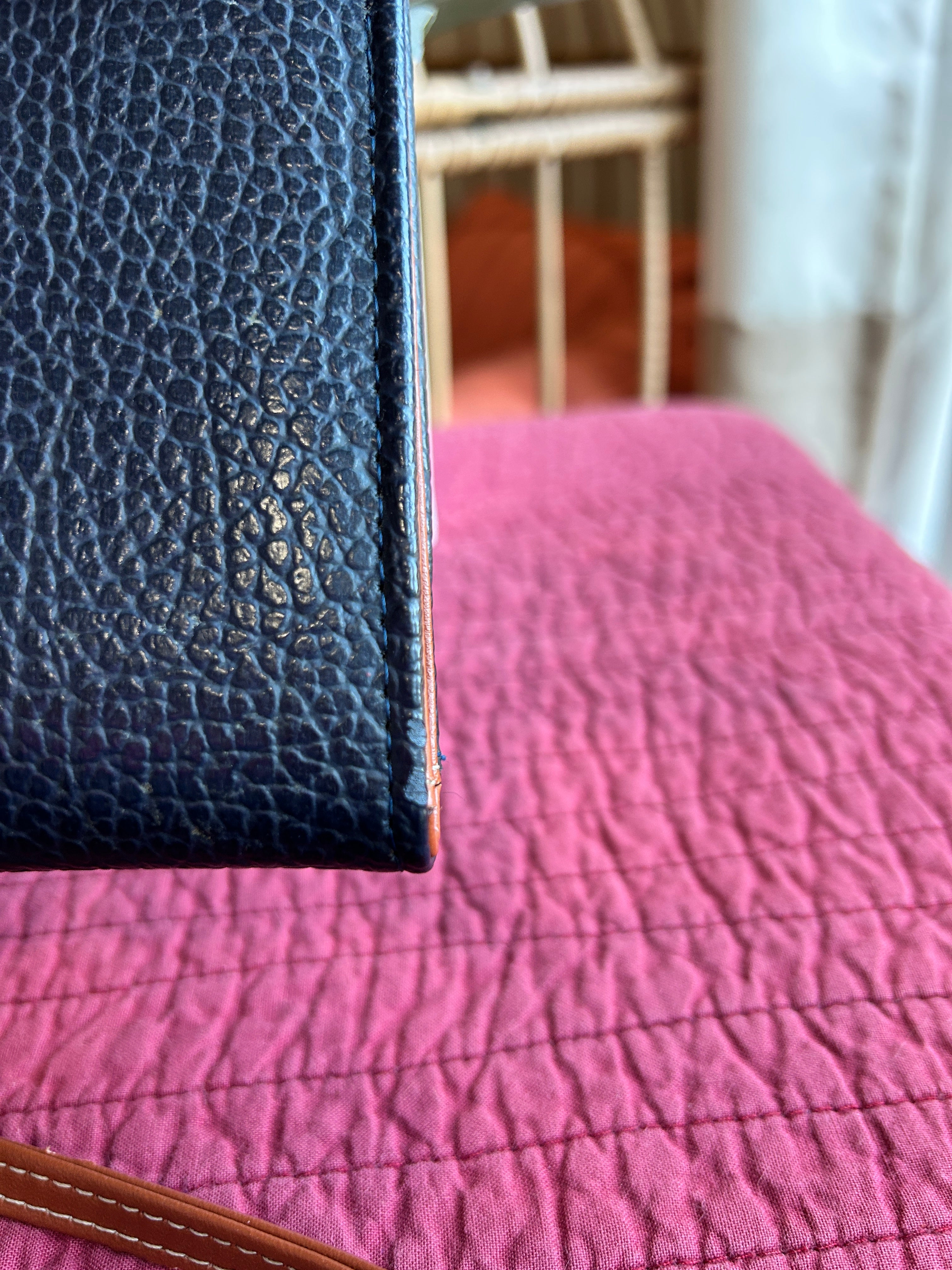 Dooney & Bourke Pebbled Leather Crossbody | Navy + Tan Trim (pre-owned)