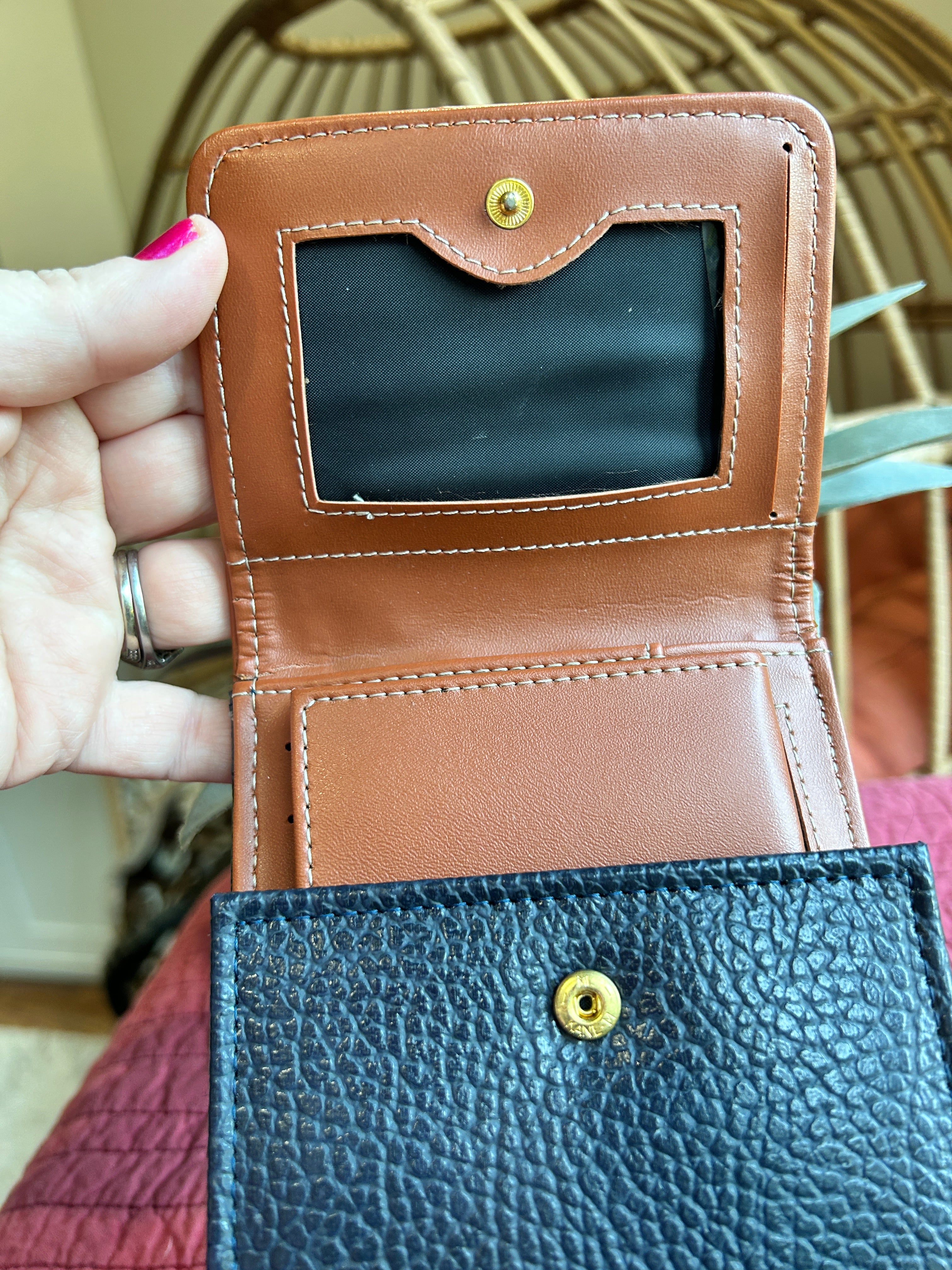 Dooney & Bourke Pebbled Leather Crossbody | Navy + Tan Trim (pre-owned)
