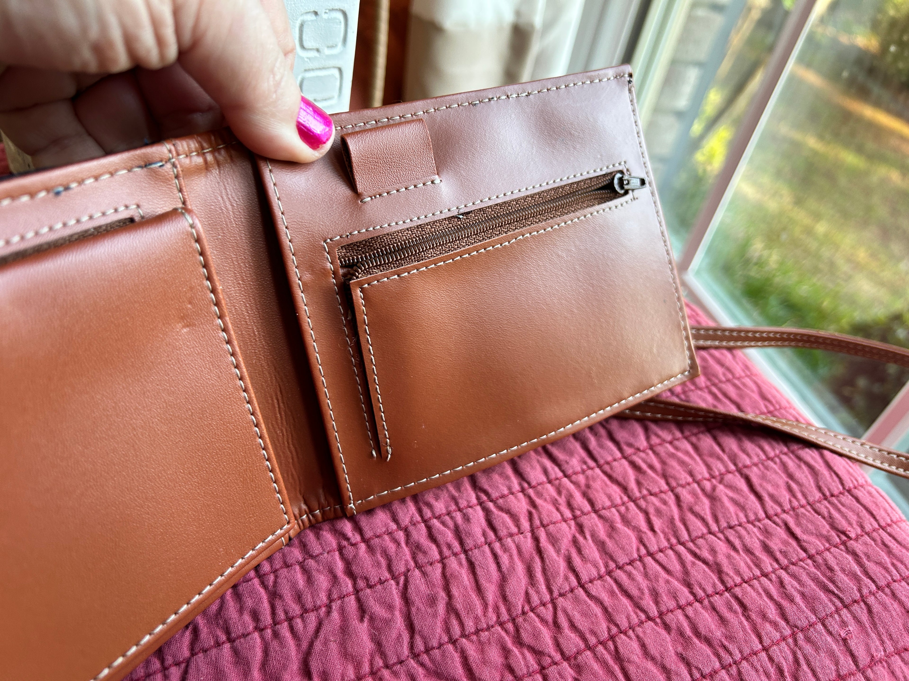 Dooney & Bourke Pebbled Leather Crossbody | Navy + Tan Trim (pre-owned)