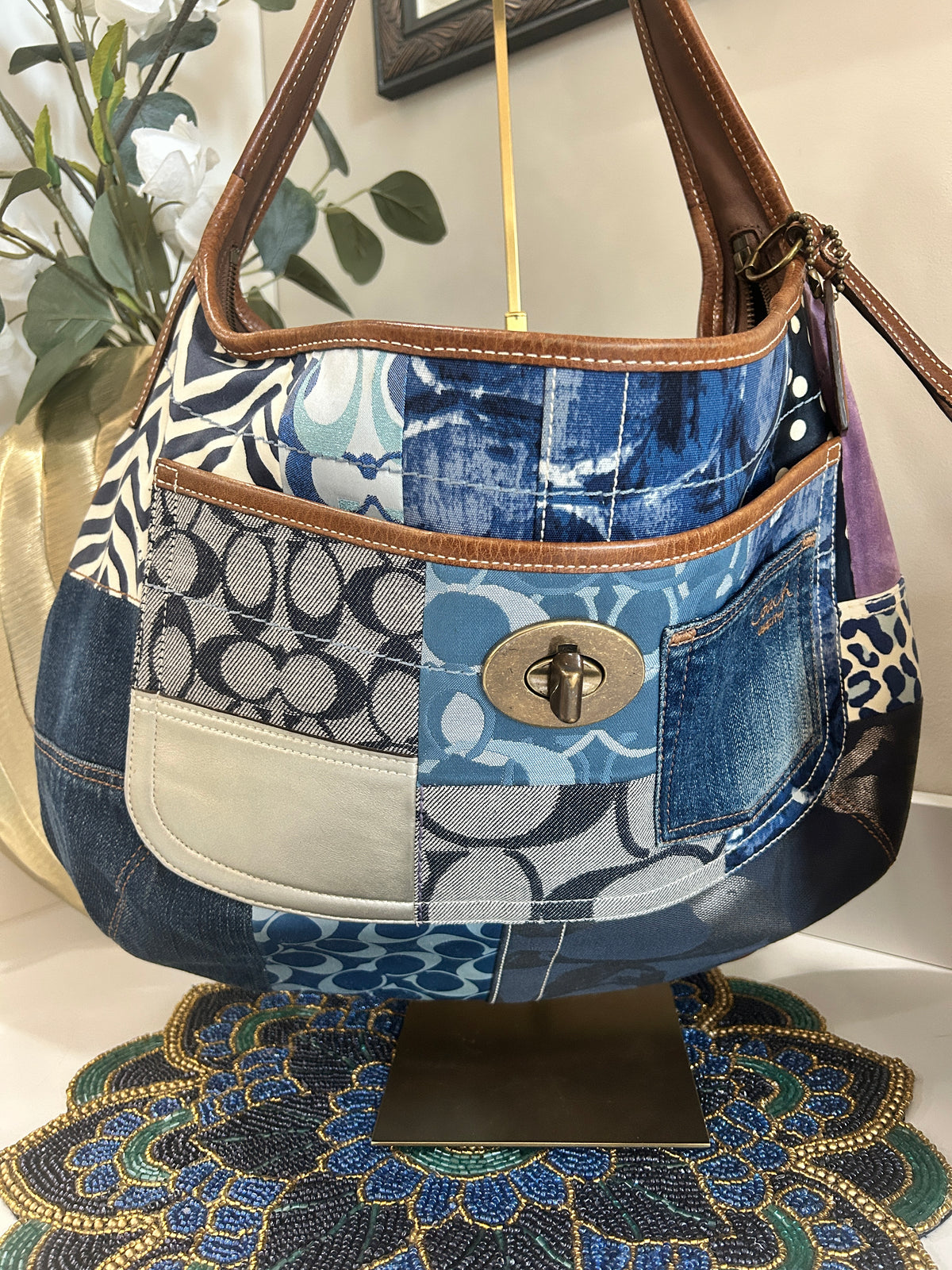 Vintage Coach XL Ergo Denim Patchwork Hobo | Style 10809 | Y2K Collectible