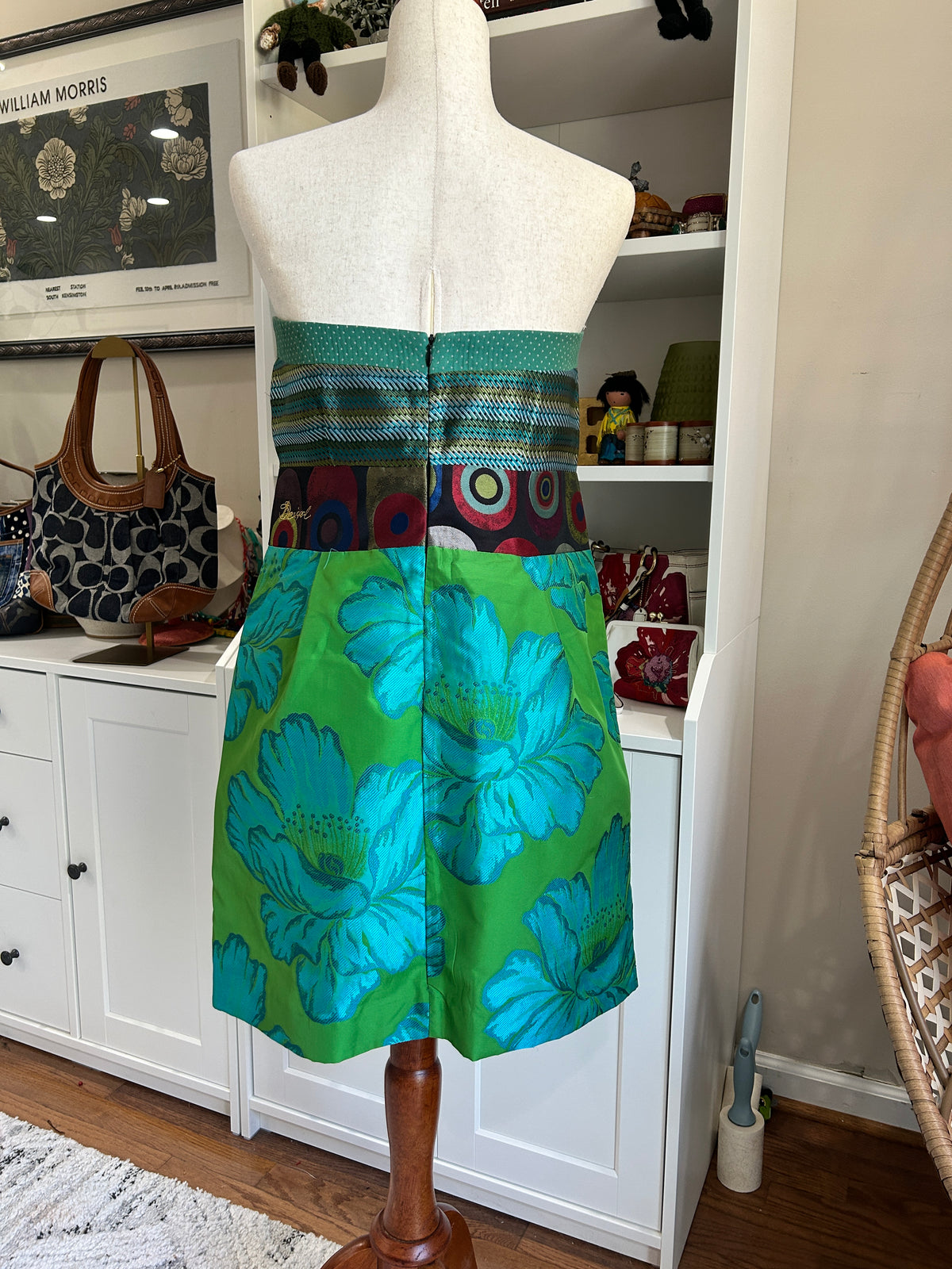 Desigual Strapless Mixed-Print Floral Dress EUR sz 44 US sz 12