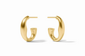 Pair of smooth gold hoop earrings.