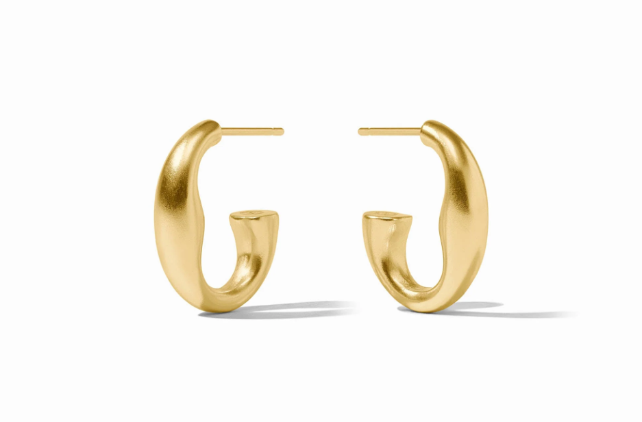 Pair of smooth gold hoop earrings.