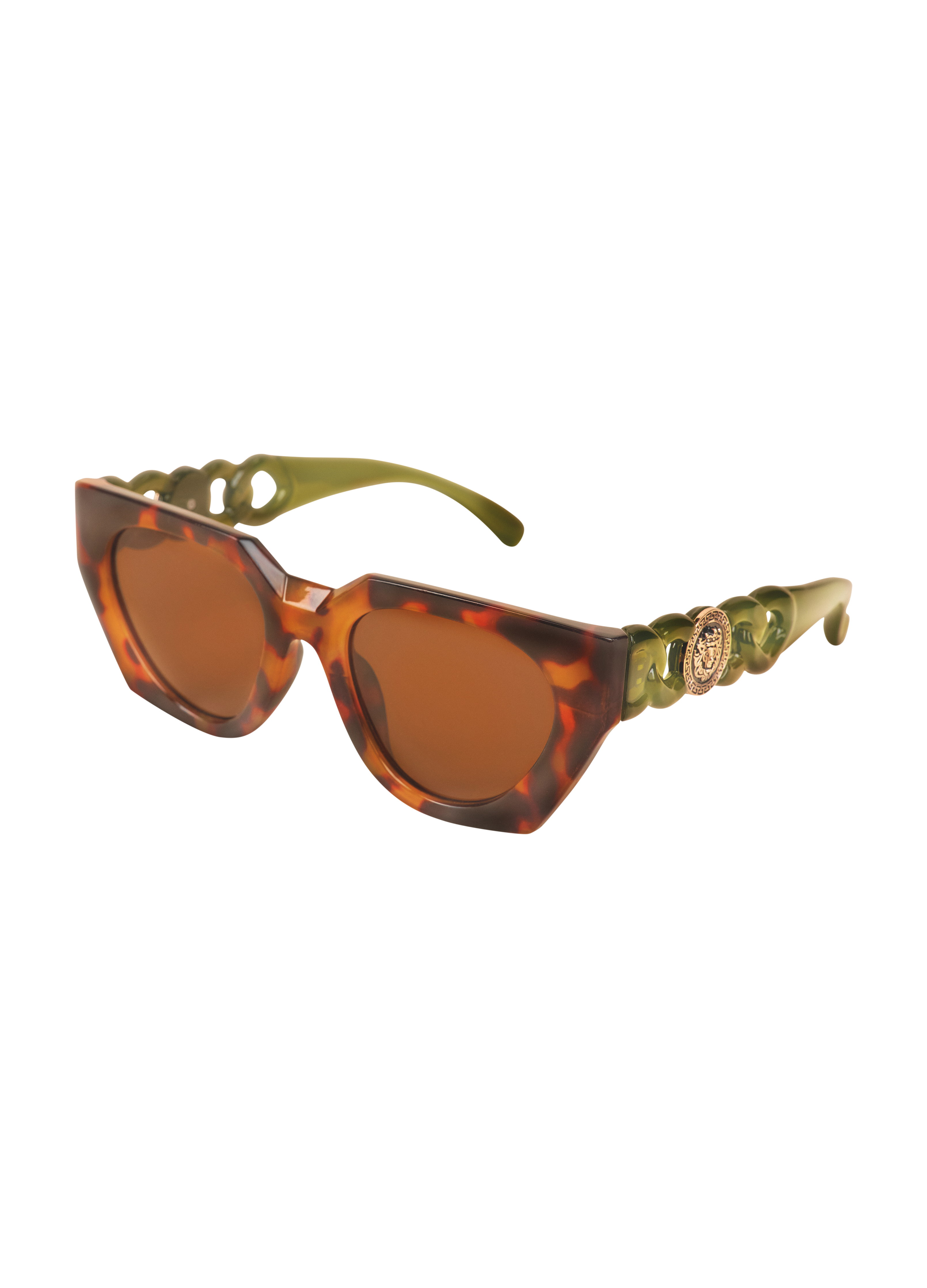 Luxe Zelia Sunglasses| Powder| Tortoiseshell/Olive