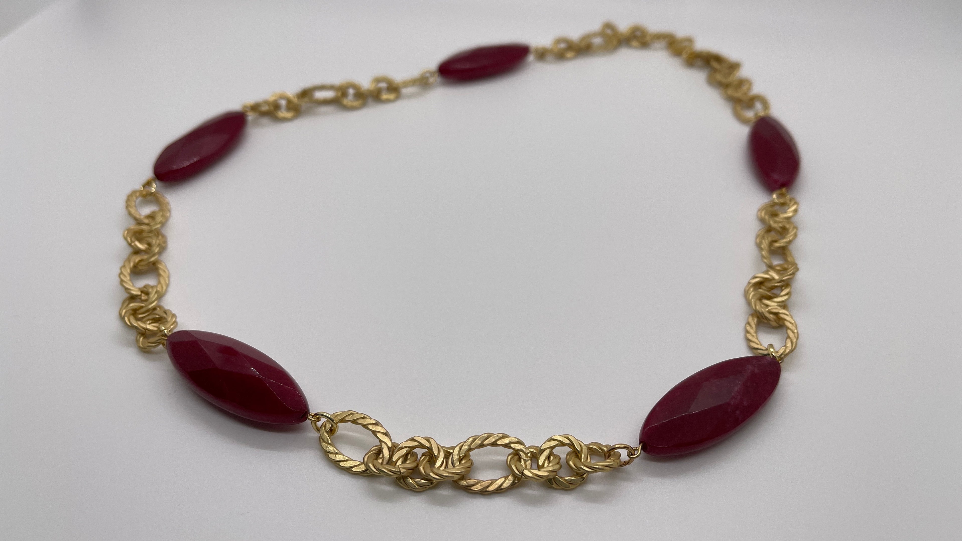 Red Stone & Gold Necklace| Juniper Skies