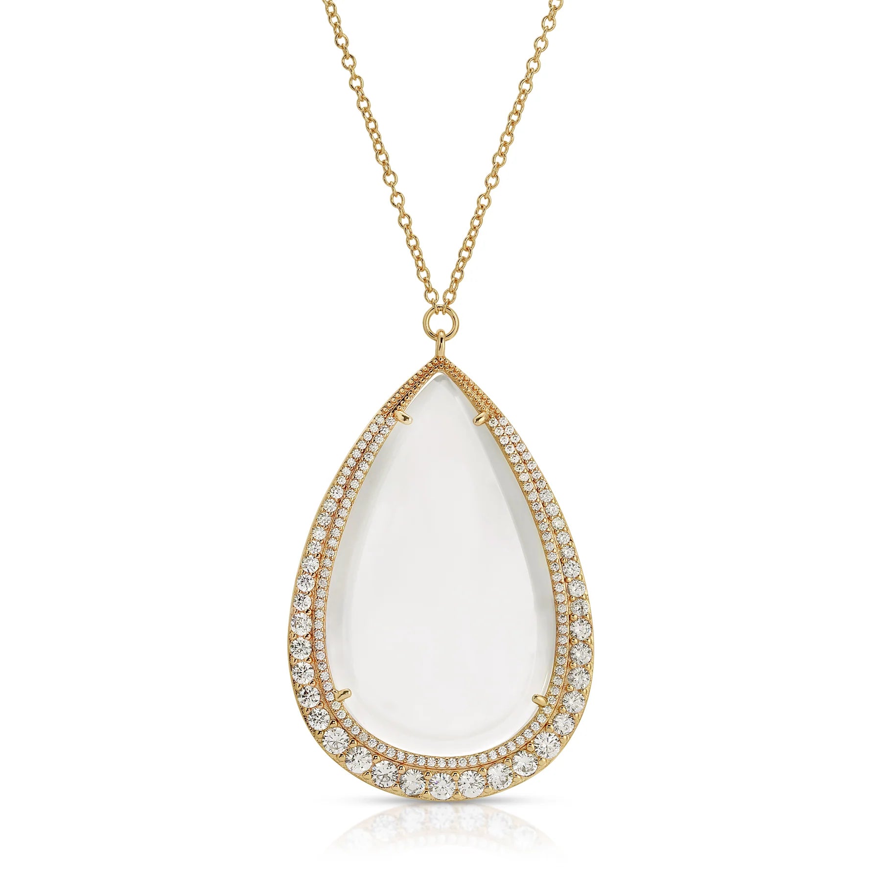 Aria Diamond Magnifier Pendant Necklace| Moderne Monocle| Gold
