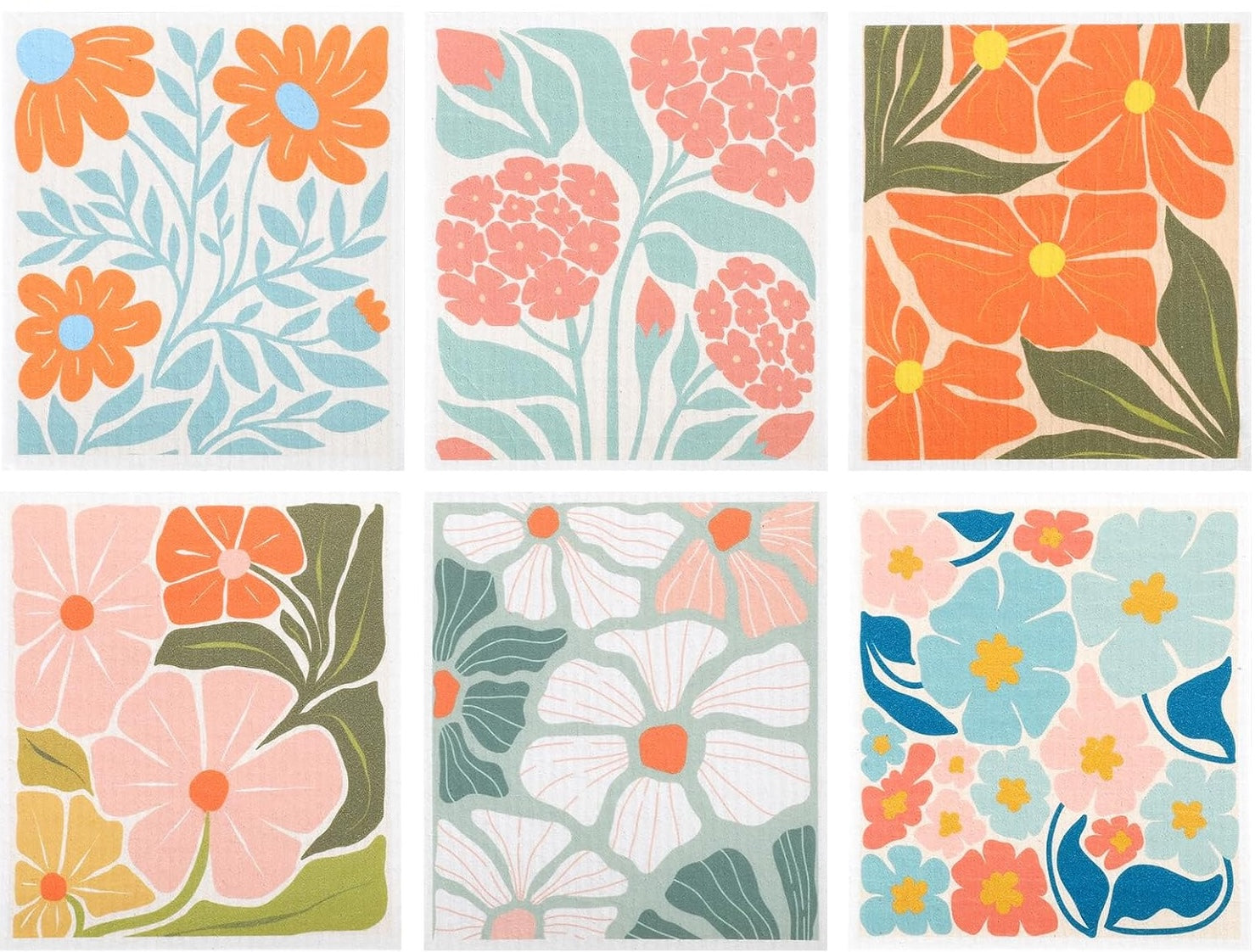 Swedish Dish Cloths| Juniper Skies| Retro Flowers