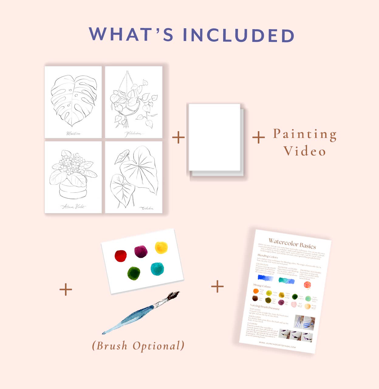 Houseplants Watercolor Painting Kit with Paint & Brush