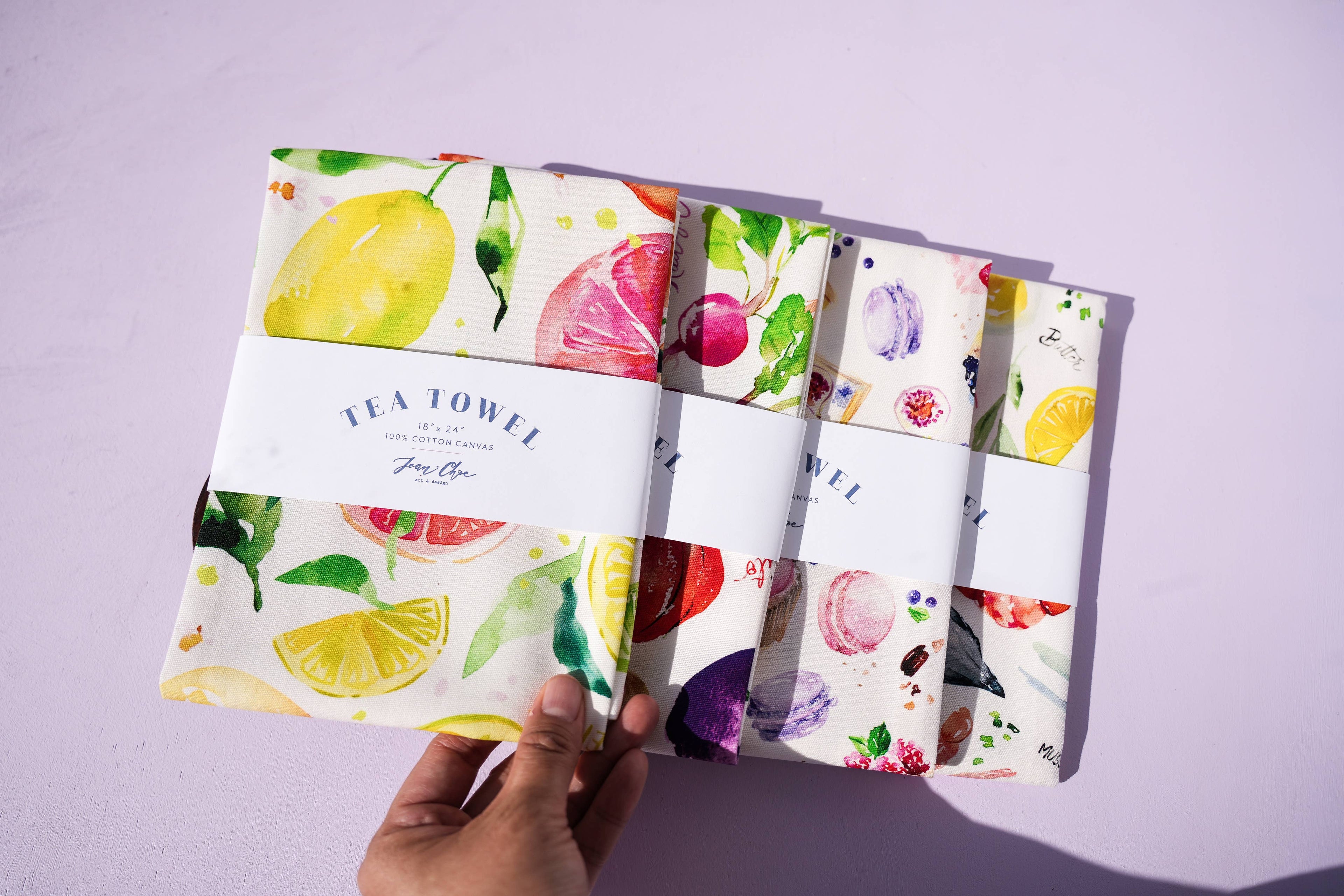 Citrus Party Tea Towel. Lemon Fruit Watercolor Kitchen Towel