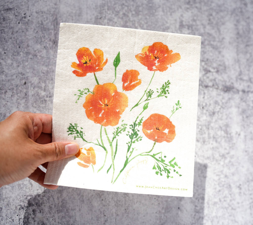 Swedish Dishcloth- California Poppy (Single)
