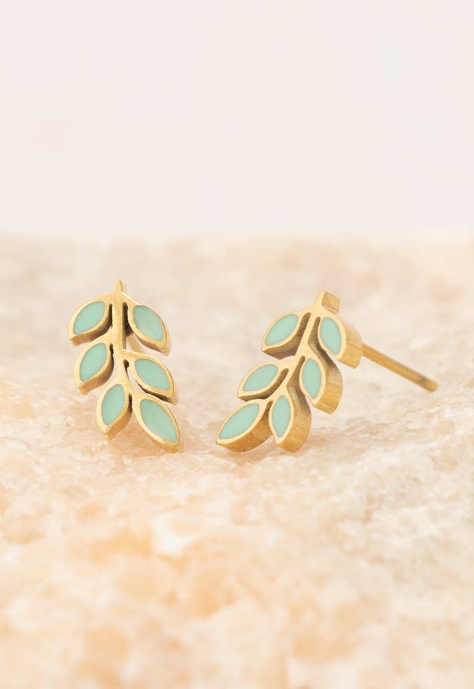 Rowen Leaf Stud Earrings