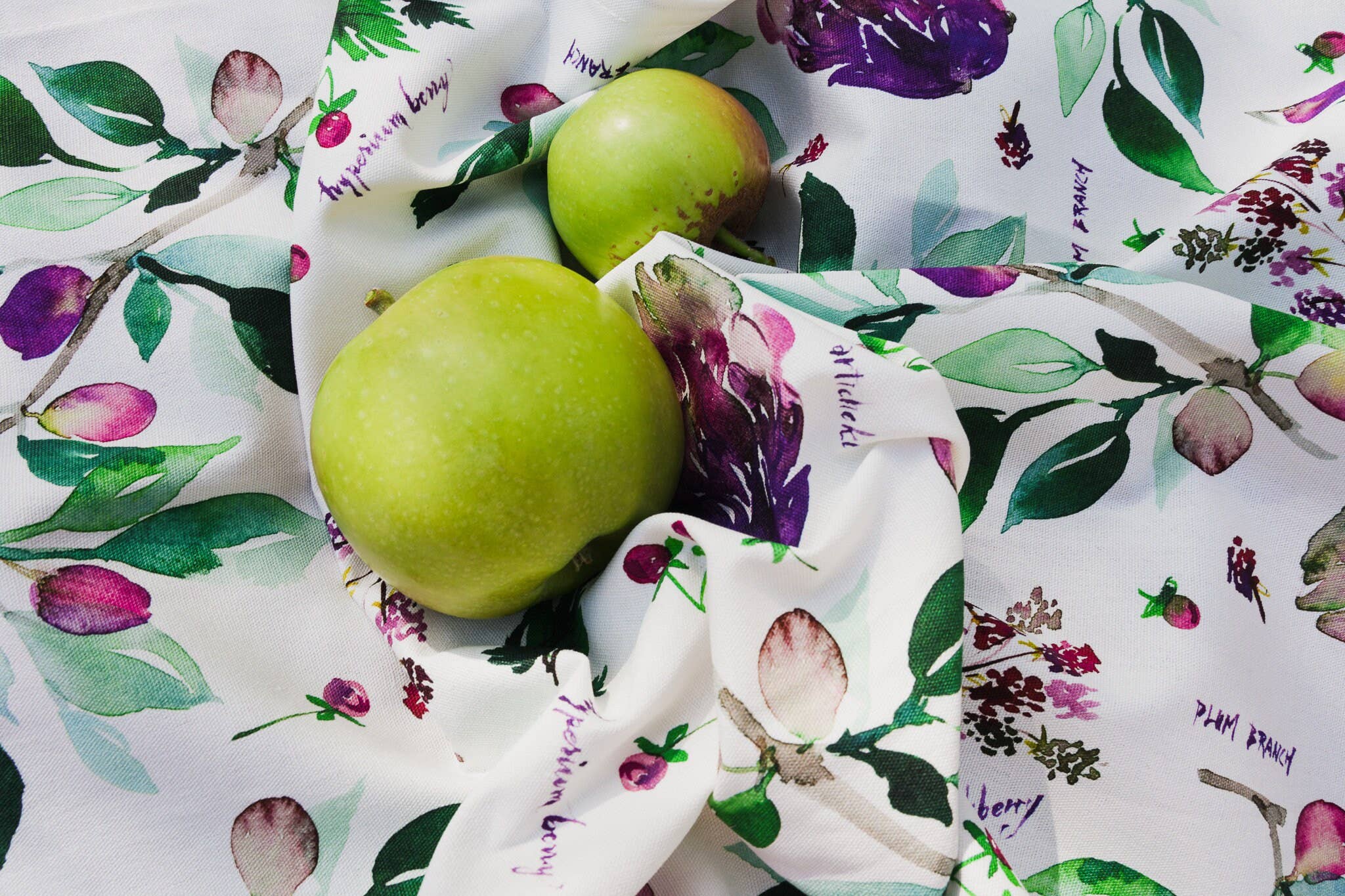 Botanical Rainbow (Purple) Tea Towel. Floral Kitchen Towel.