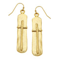 Bar Cross Earrings| Susan Shaw| Gold