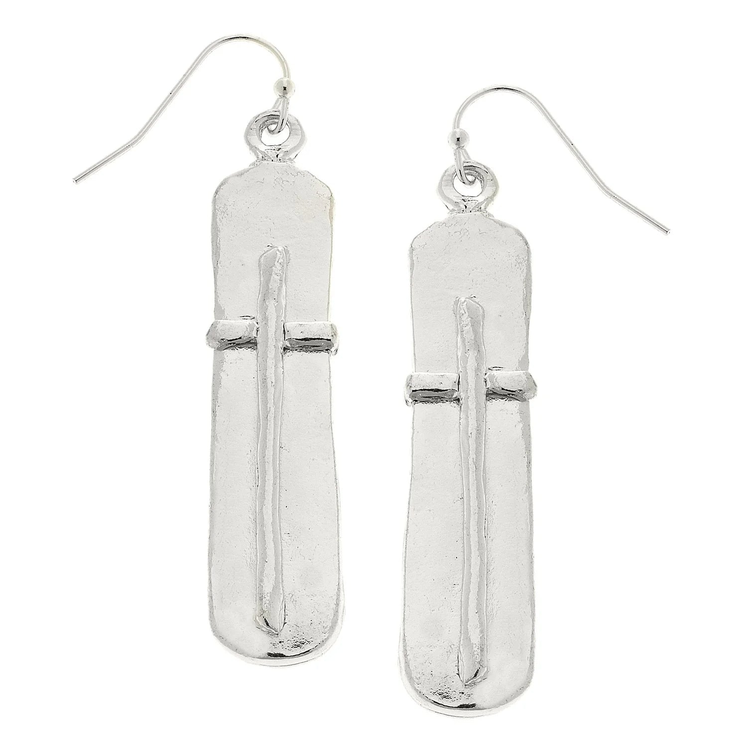 Bar Cross Earrings – Silver