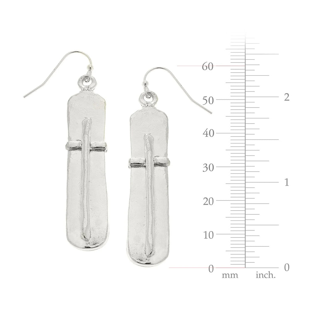 Bar Cross Earrings – Silver