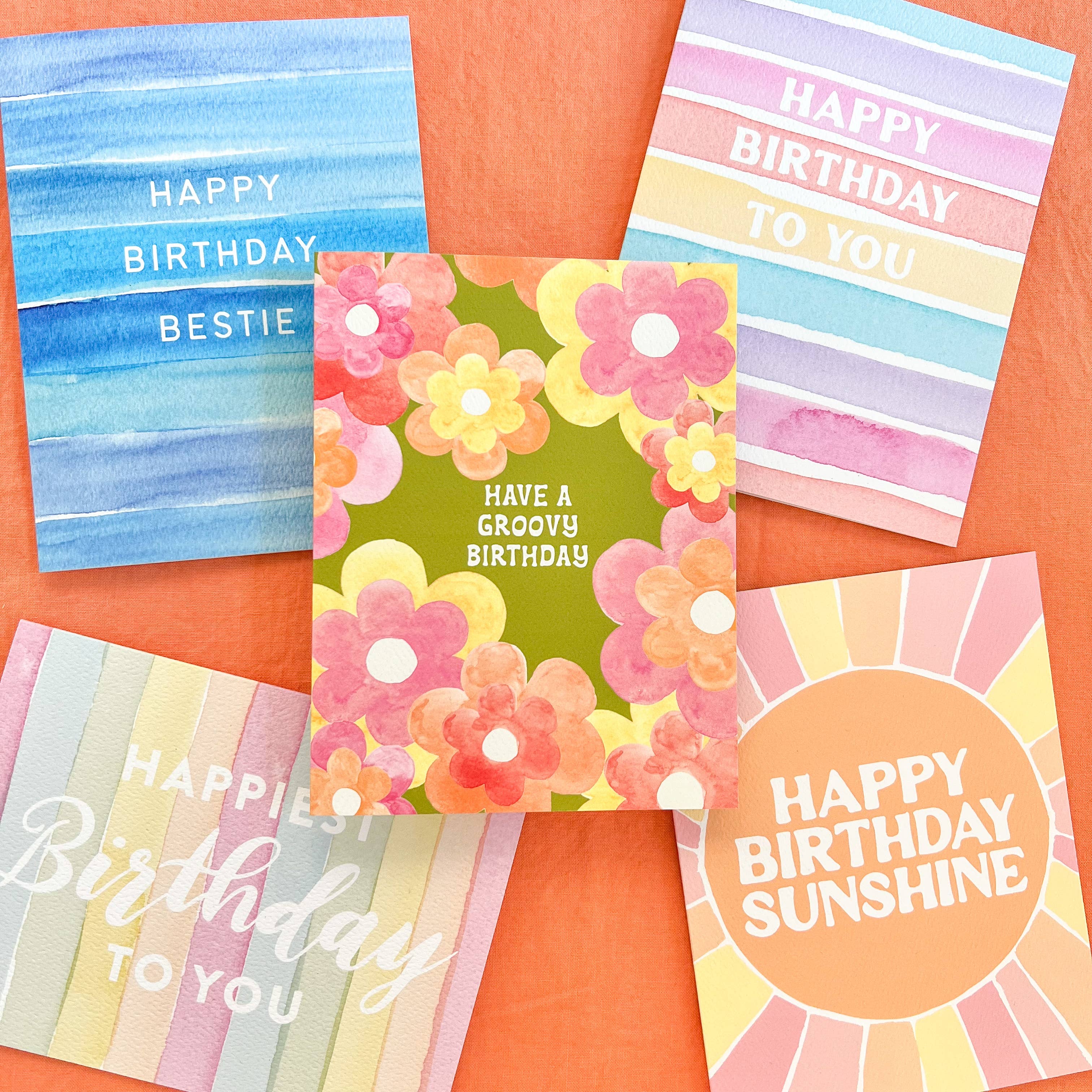 Rainbow Stripes Happy Birthday To You Greeting Card