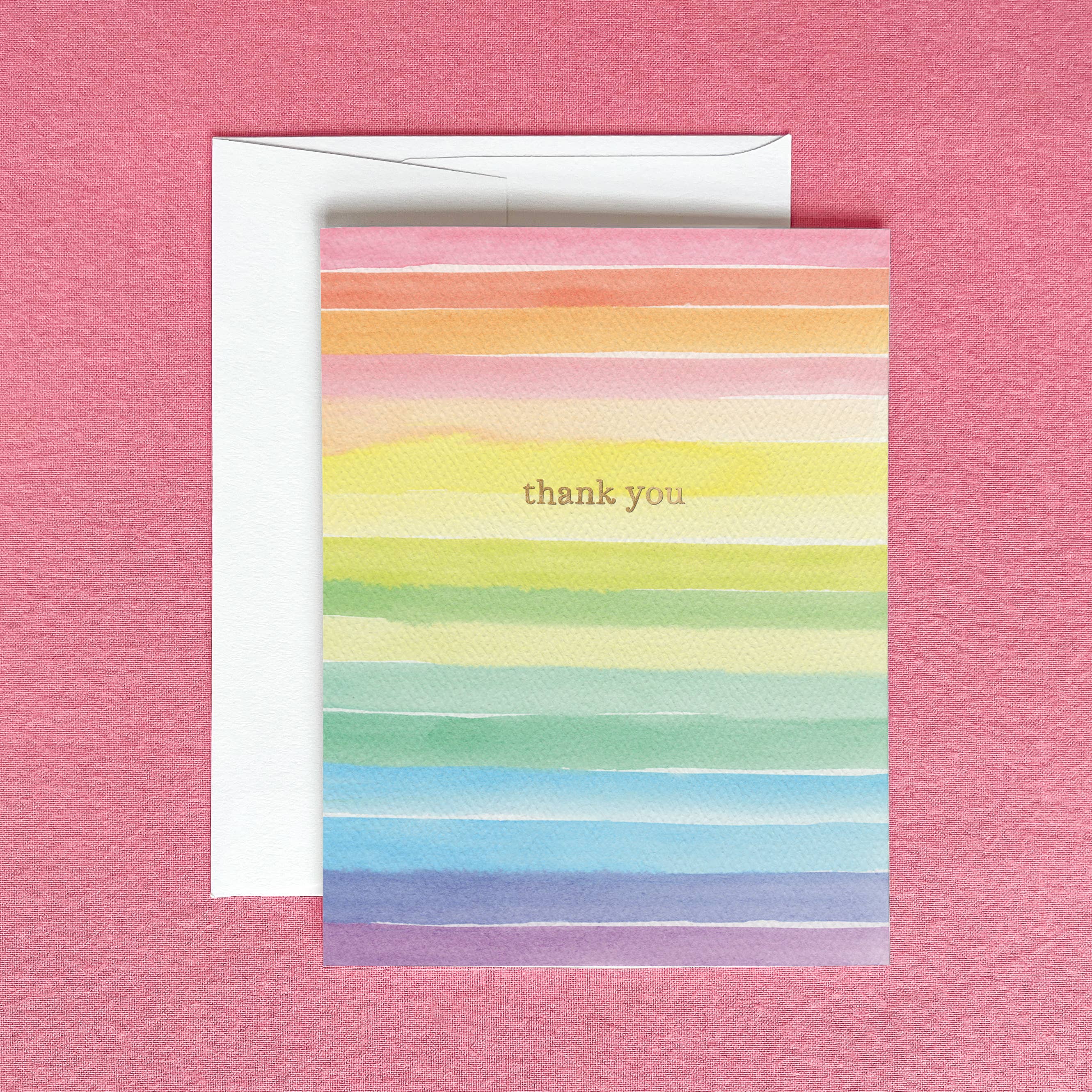 Colorful Stripes Thank You Card | Gold Foil Thank You Card