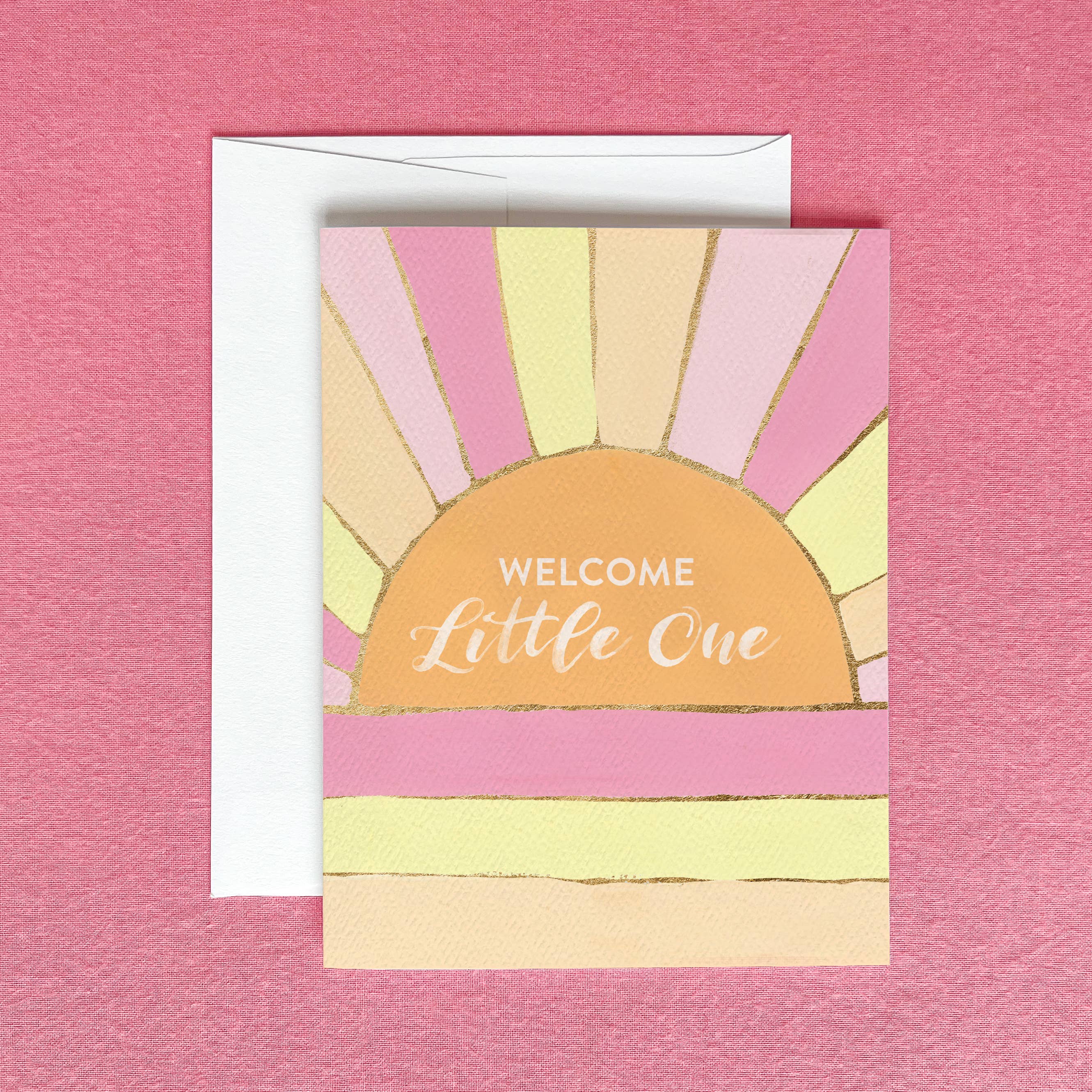 Welcome Little One Retro Sun Greeting Card | Baby Shower