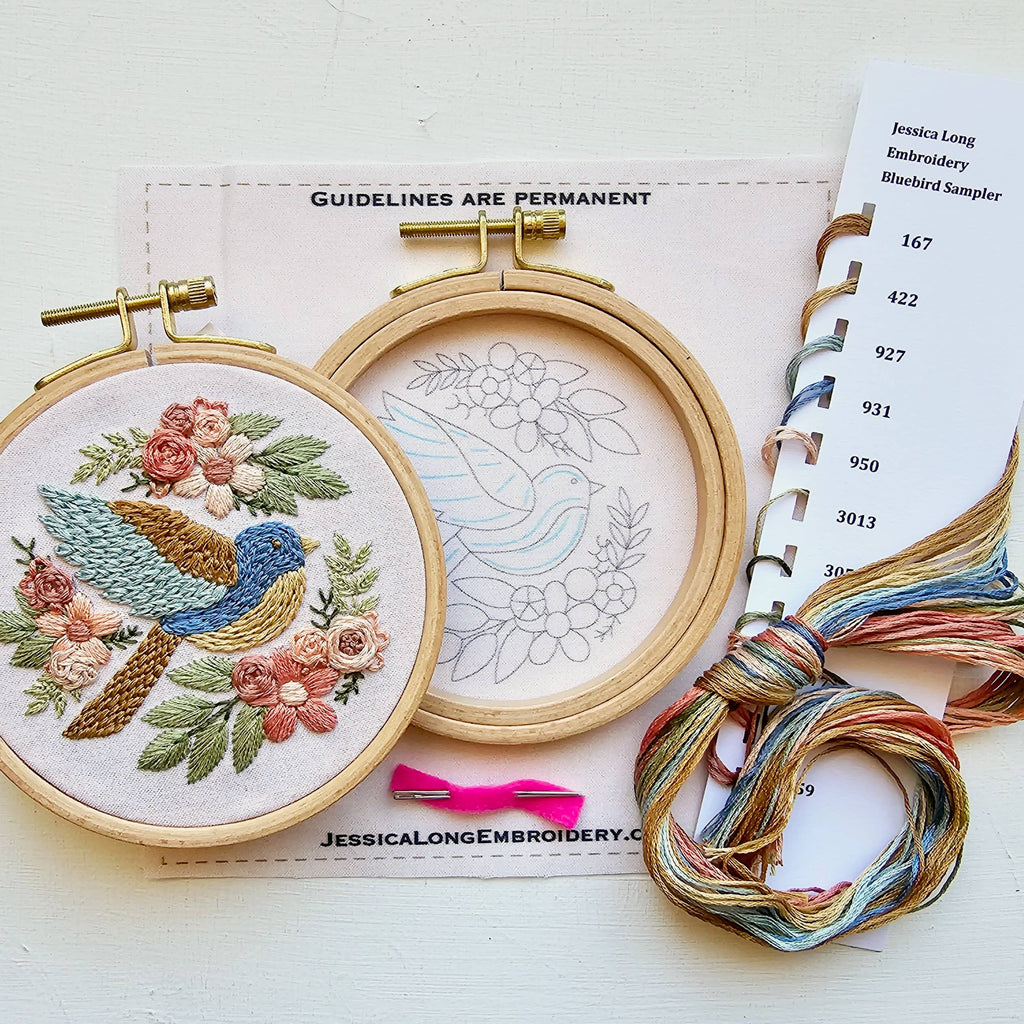 Bluebird Sampler beginner hand embroidery kit