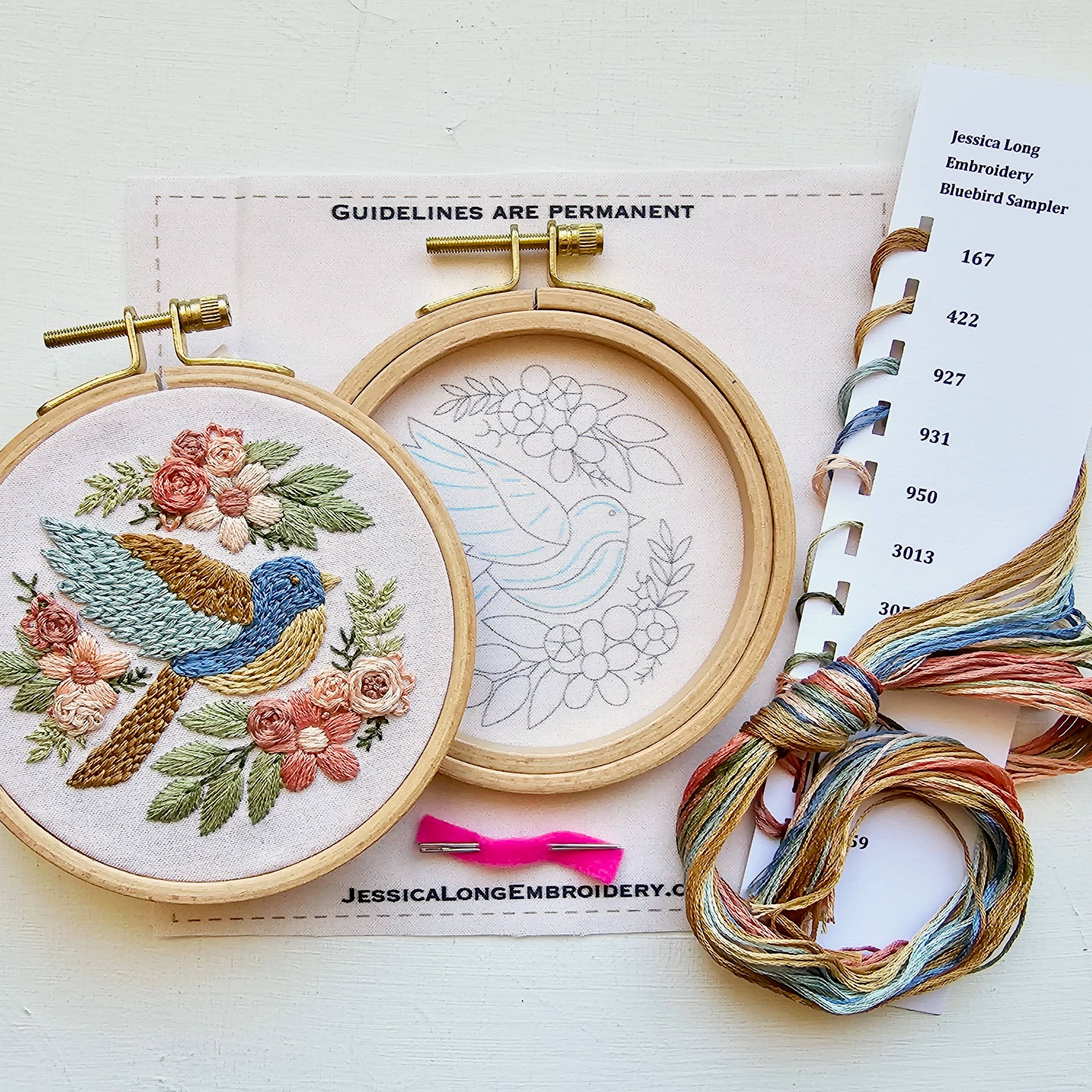 Bluebird Sampler beginner hand embroidery kit