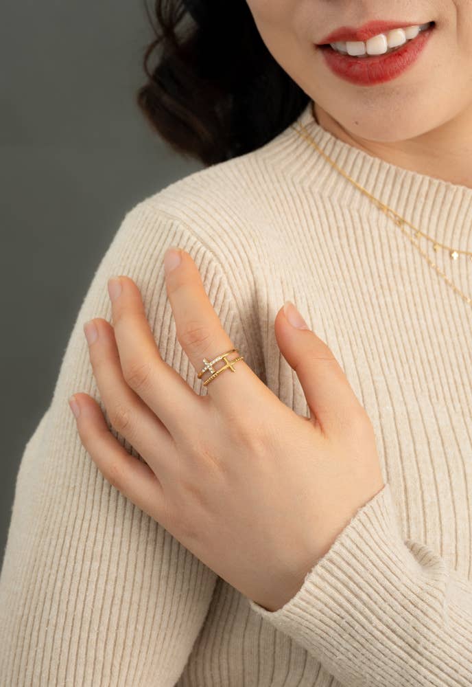 Golden Cross Serenity Ring