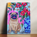 Pug and Bouquet Gallery Wrapped Canvas