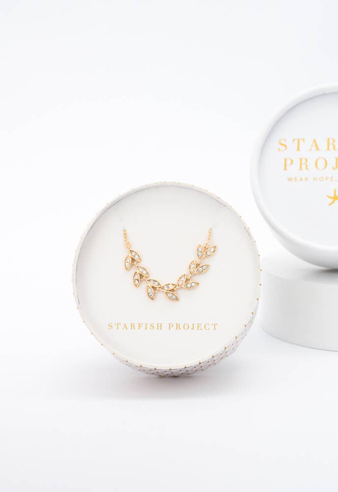 Crystal Vine Zircon and Gold Bracelet - 14K Gold Plated Leaf Bracelet Adjustable