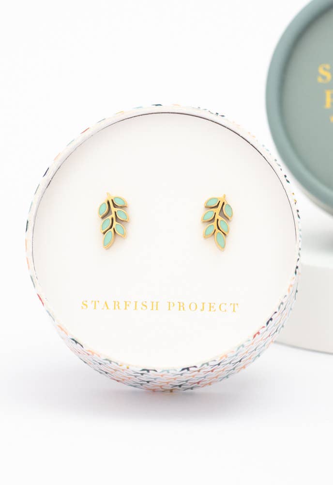 Rowen Leaf Stud Earrings