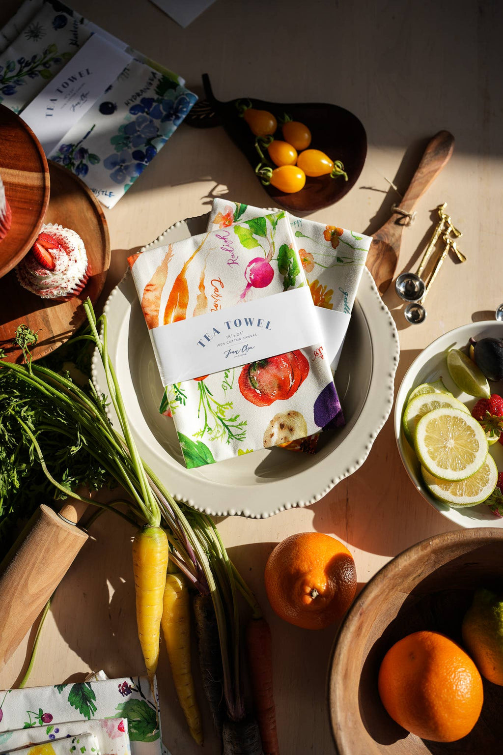 Vegetable Medley Tea Towel. Watercolor Veggie Kitchen Towel.