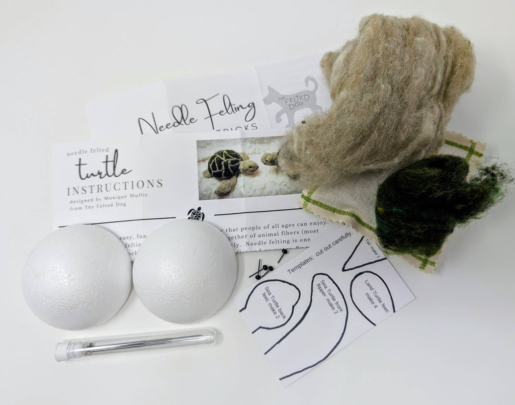 Mini Turtle DIY Needle Felting Kit
