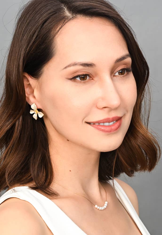 Hope in Bloom Flower Earrings in Tuscan Tan