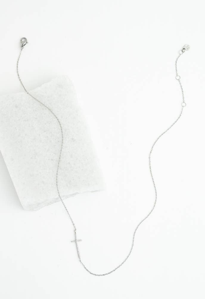 Radiant Cross Necklace in Silver