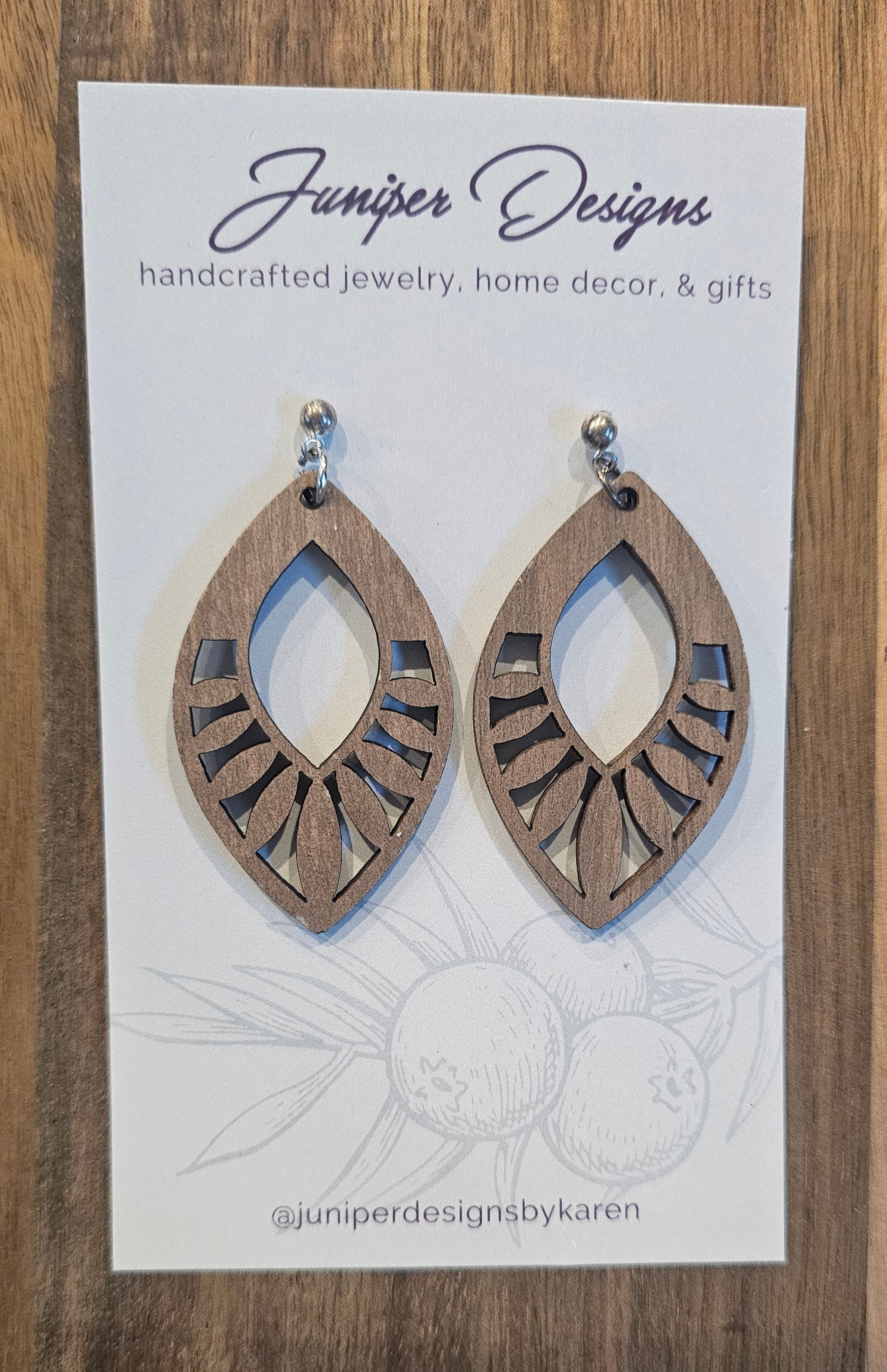 Wooden Leaf Cut Out Dangle| Natural Muse Collection| Juniper Skies