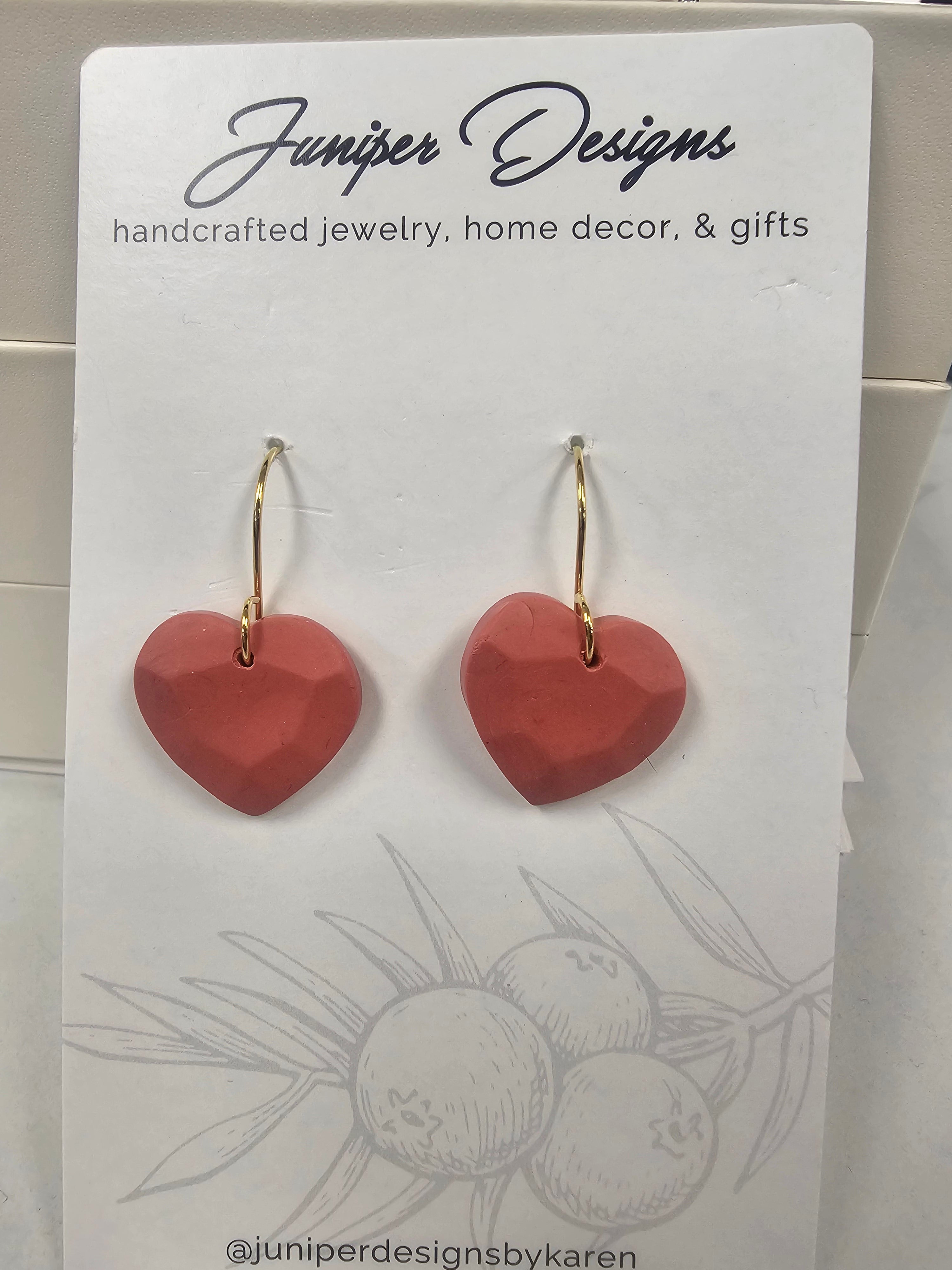 Handmade Earrings - Chiselled Heart Dangle Design -Unique Artisan Jewelry | Juniper Skies