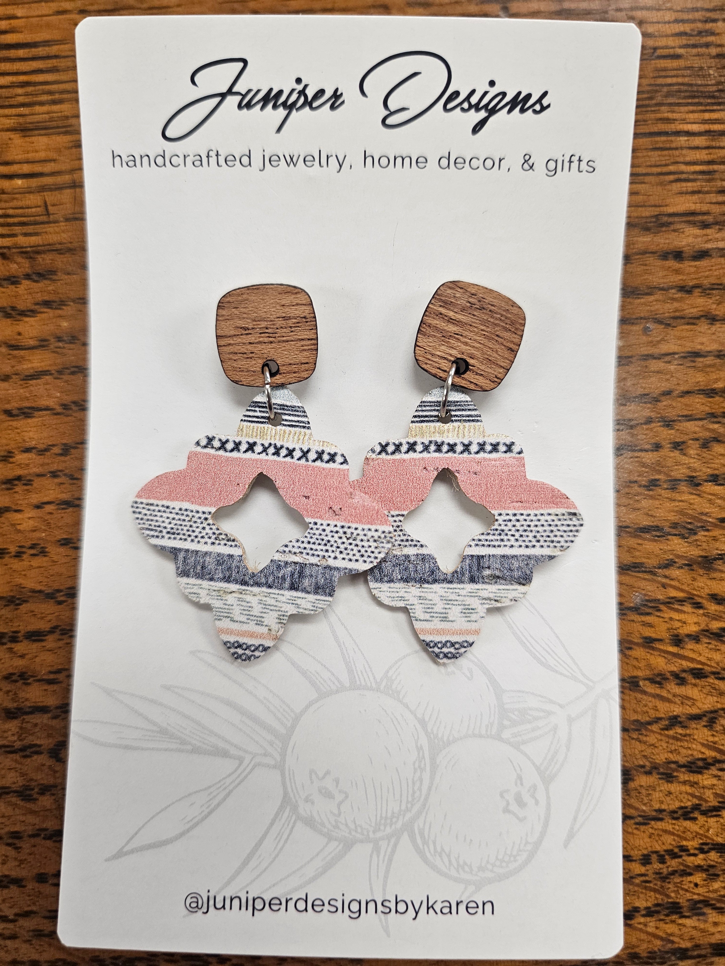 Handmade Earrings -  Wood and Leather Geometric design -Unique Artisan Jewelry | Juniper Skies