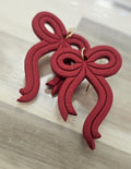 Large red bow earrings