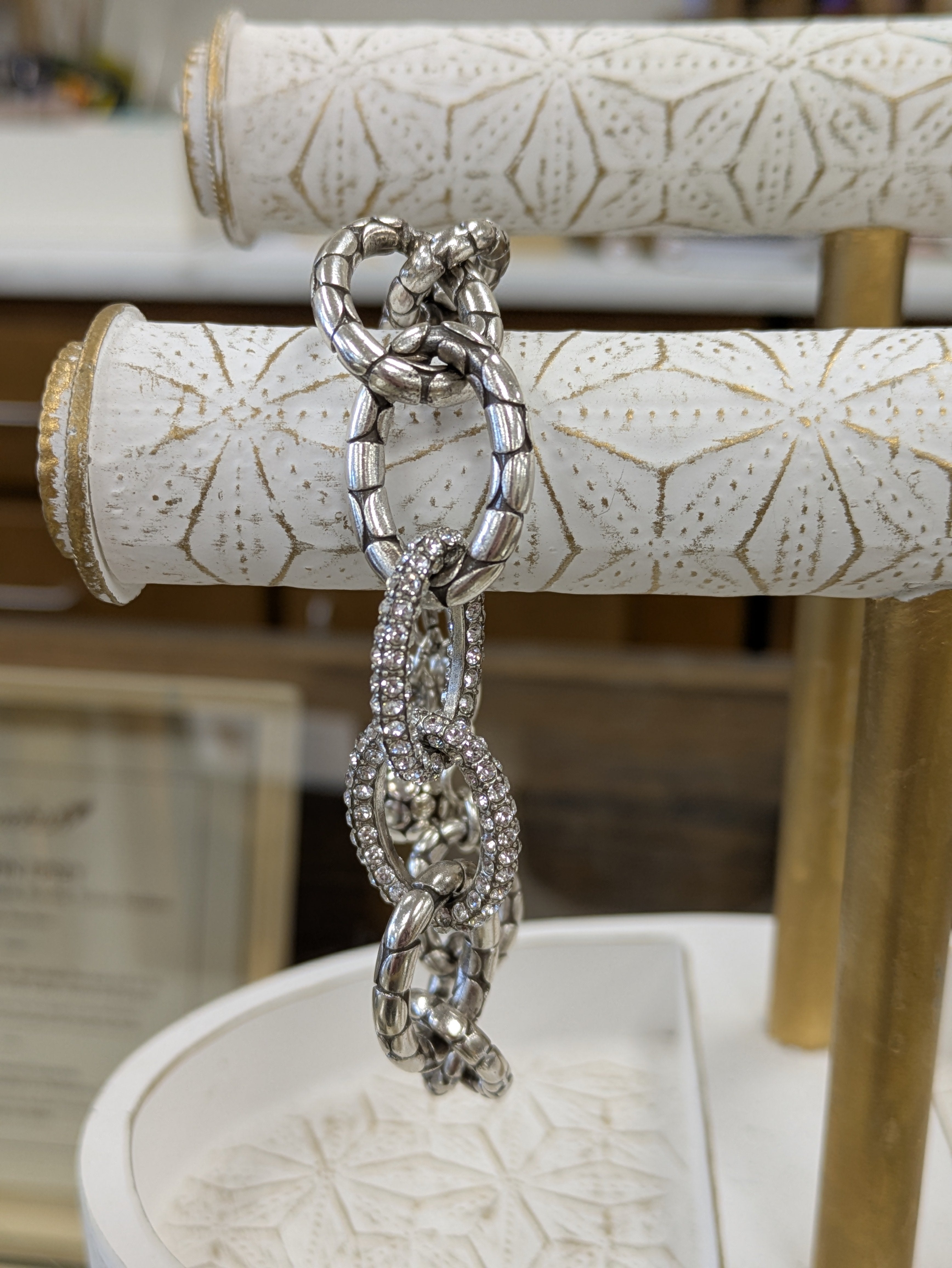 Brighton silver and pave link bracelet