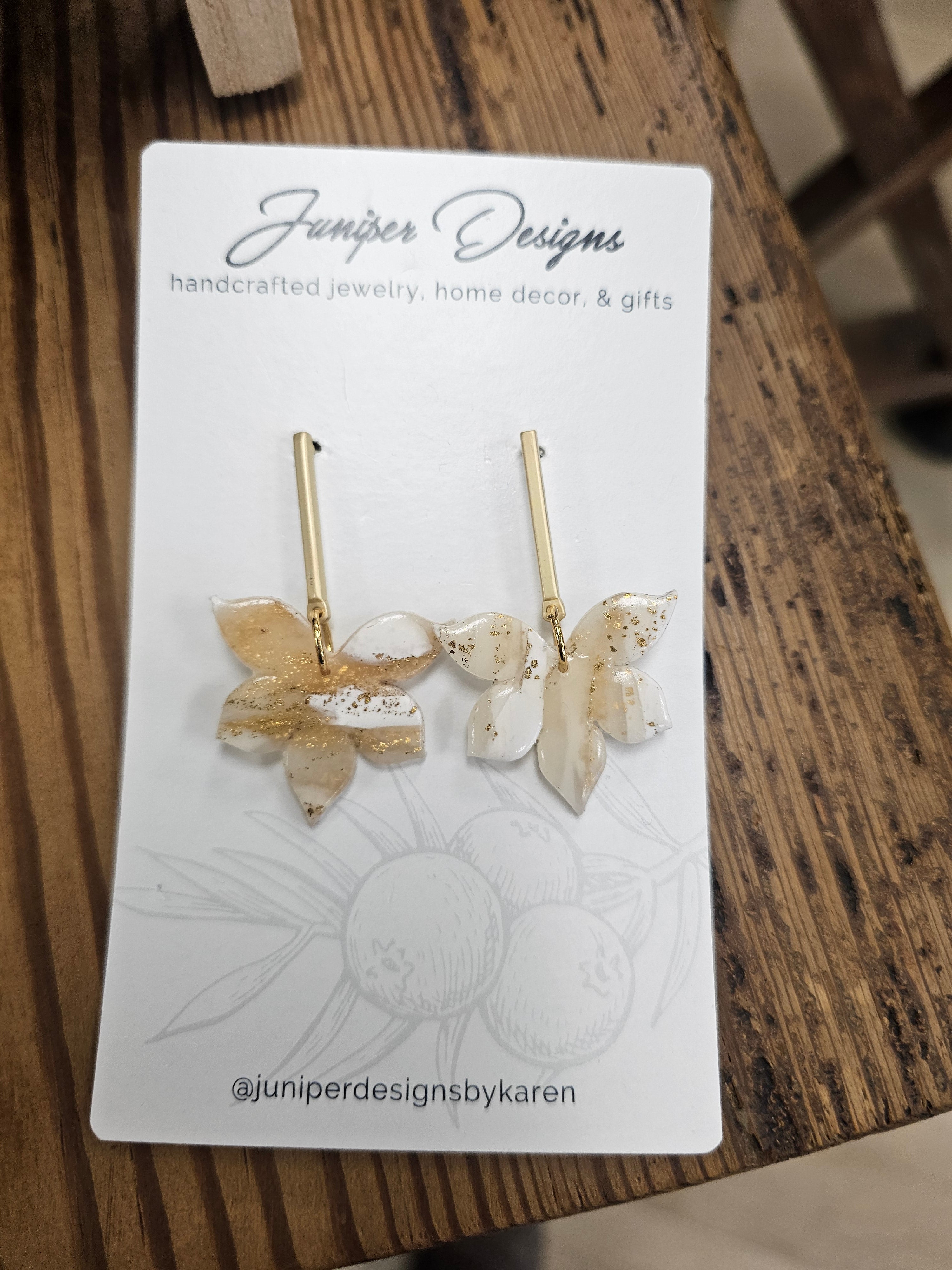 Handmade Earrings -  Sand flower design -Unique Artisan Jewelry | Juniper Skies