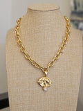 Elephant Intaglio & Pearl Necklace| Susan Shaw| Gold & Pearl