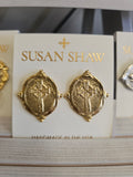 Cross Intaglio Stud| Susan Shaw| Gold