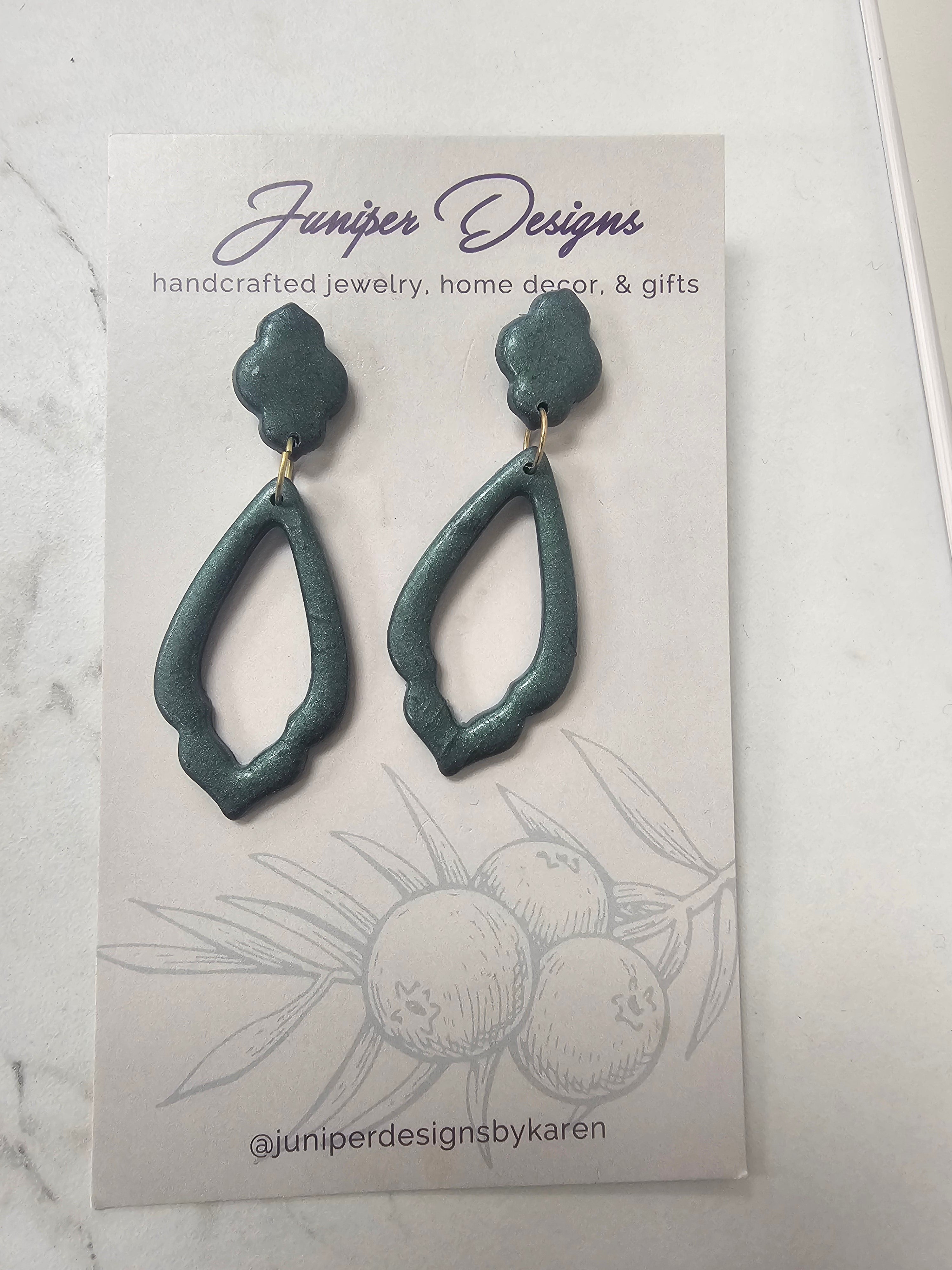 Handmade Earrings -Two Piece Medium Clay Cut Out Design -Unique Artisan Jewelry | Juniper Skies